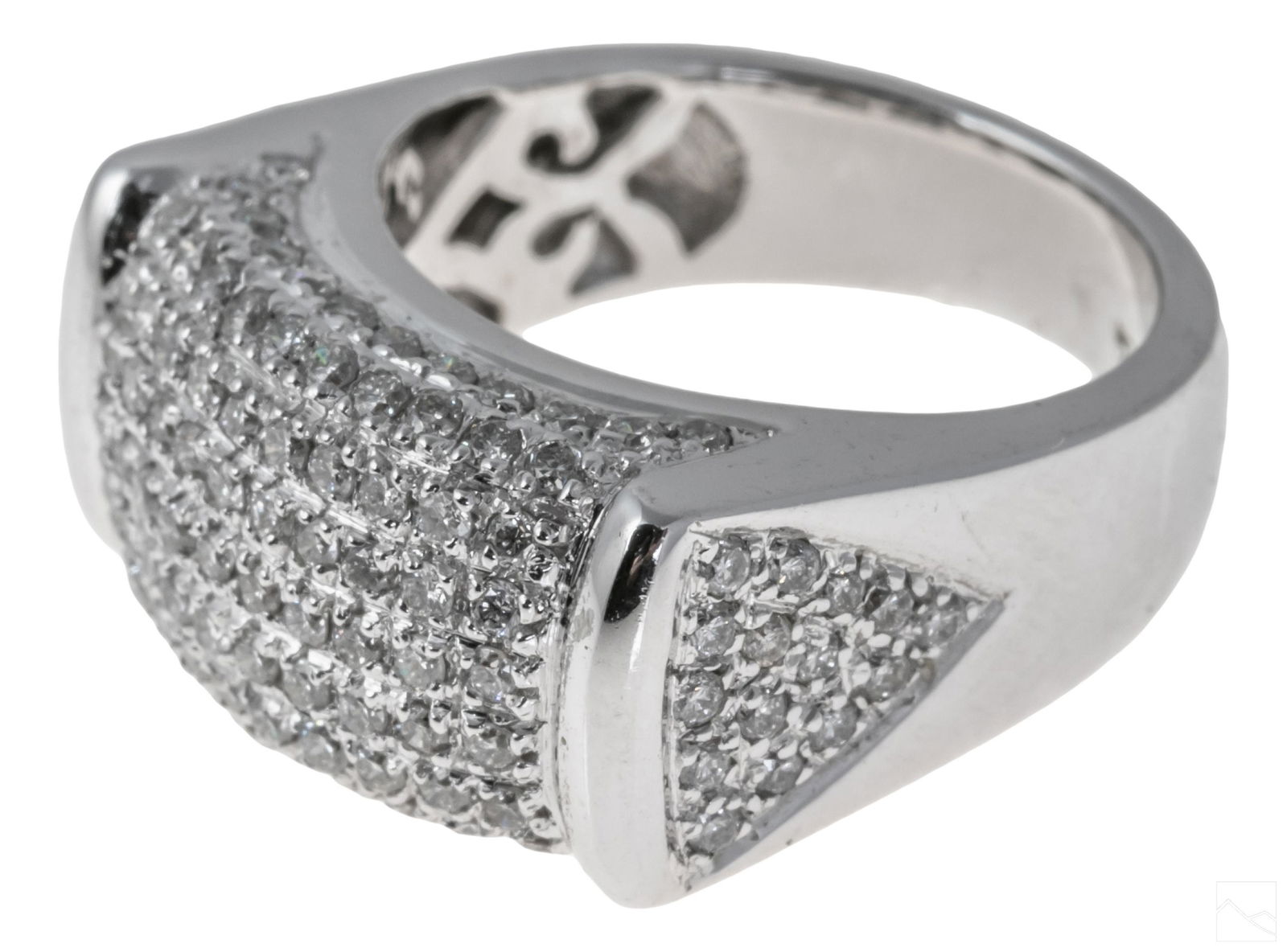 14K White Gold & Diamonds Deco Style Ring Sz5 7.5g (1 of 8)