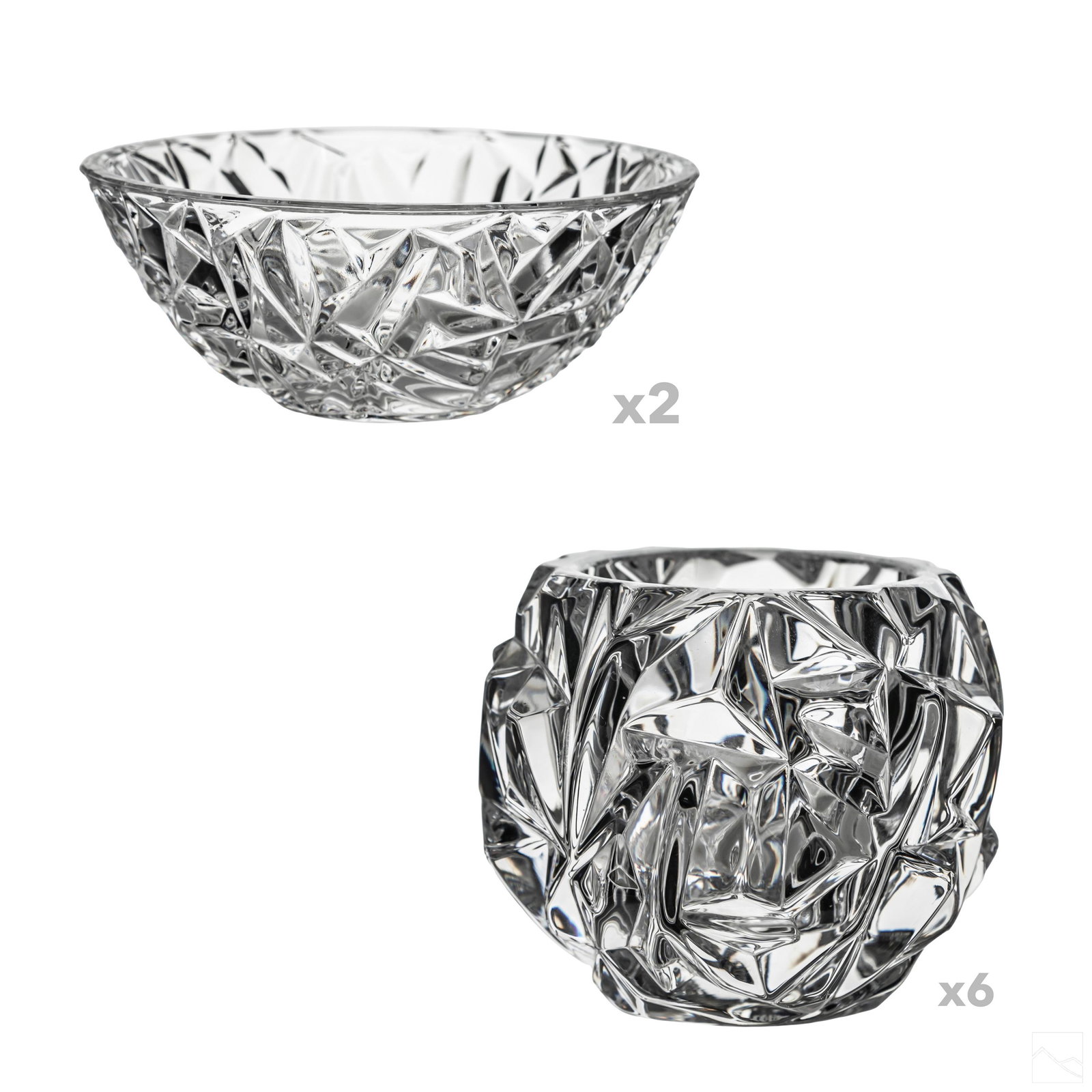 Tiffany & Co. Crystal Rock Cut Votives & Bowls SET (1 of 7)