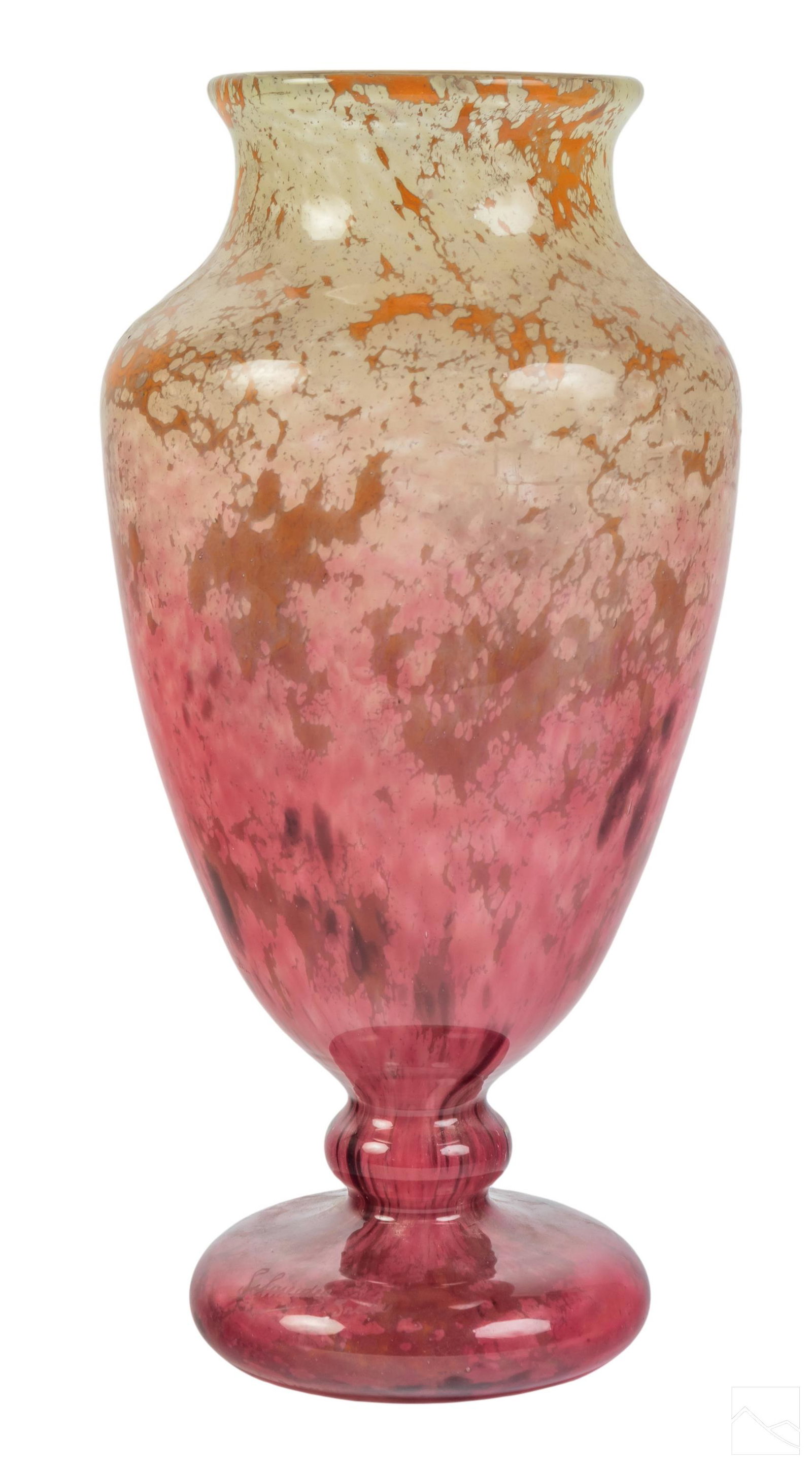 French Art Deco Studio Art Glass Tall Mottled Vase (1 of 4)