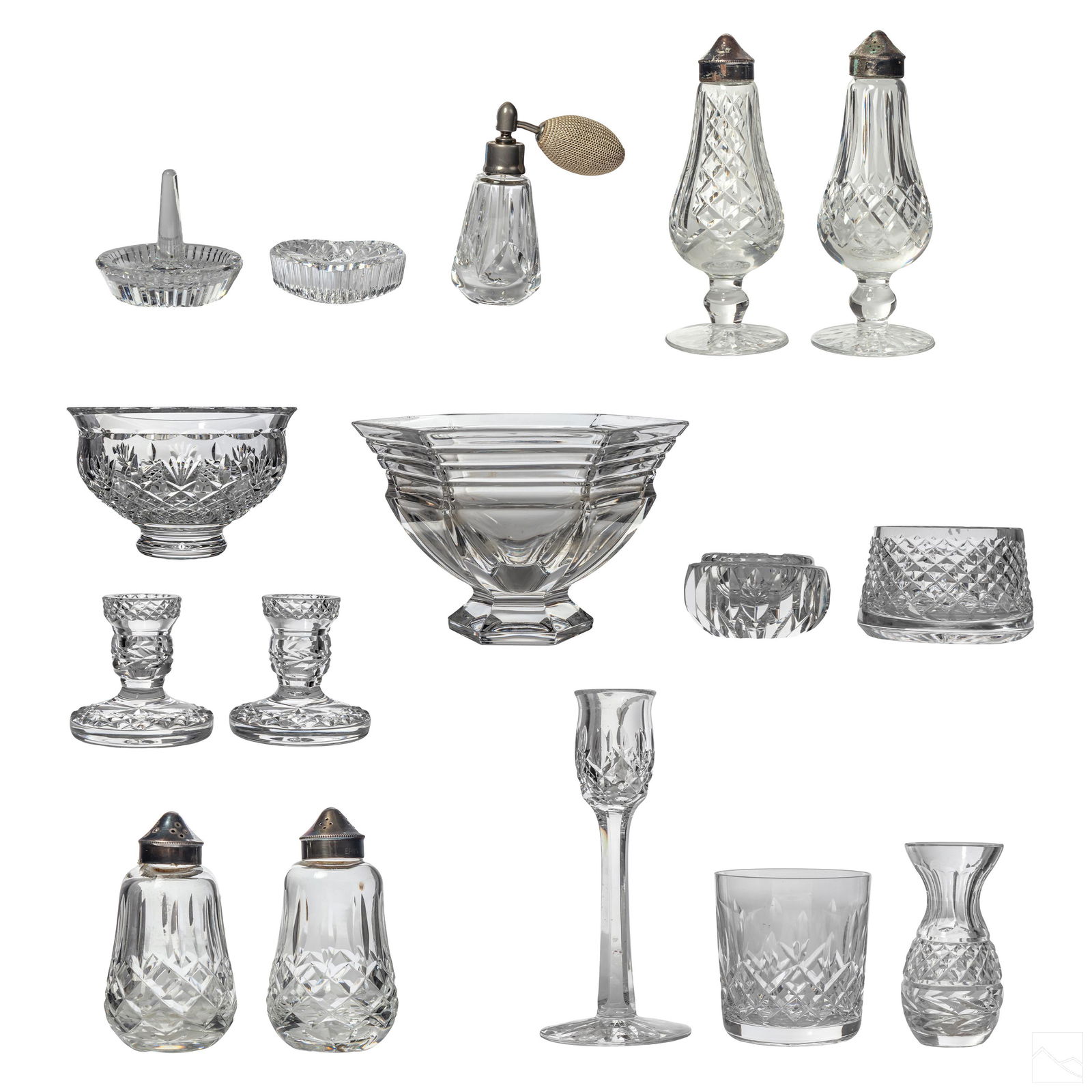 Waterford Irish Cut Crystal Bowl & Candlestick LOT (1 of 15)