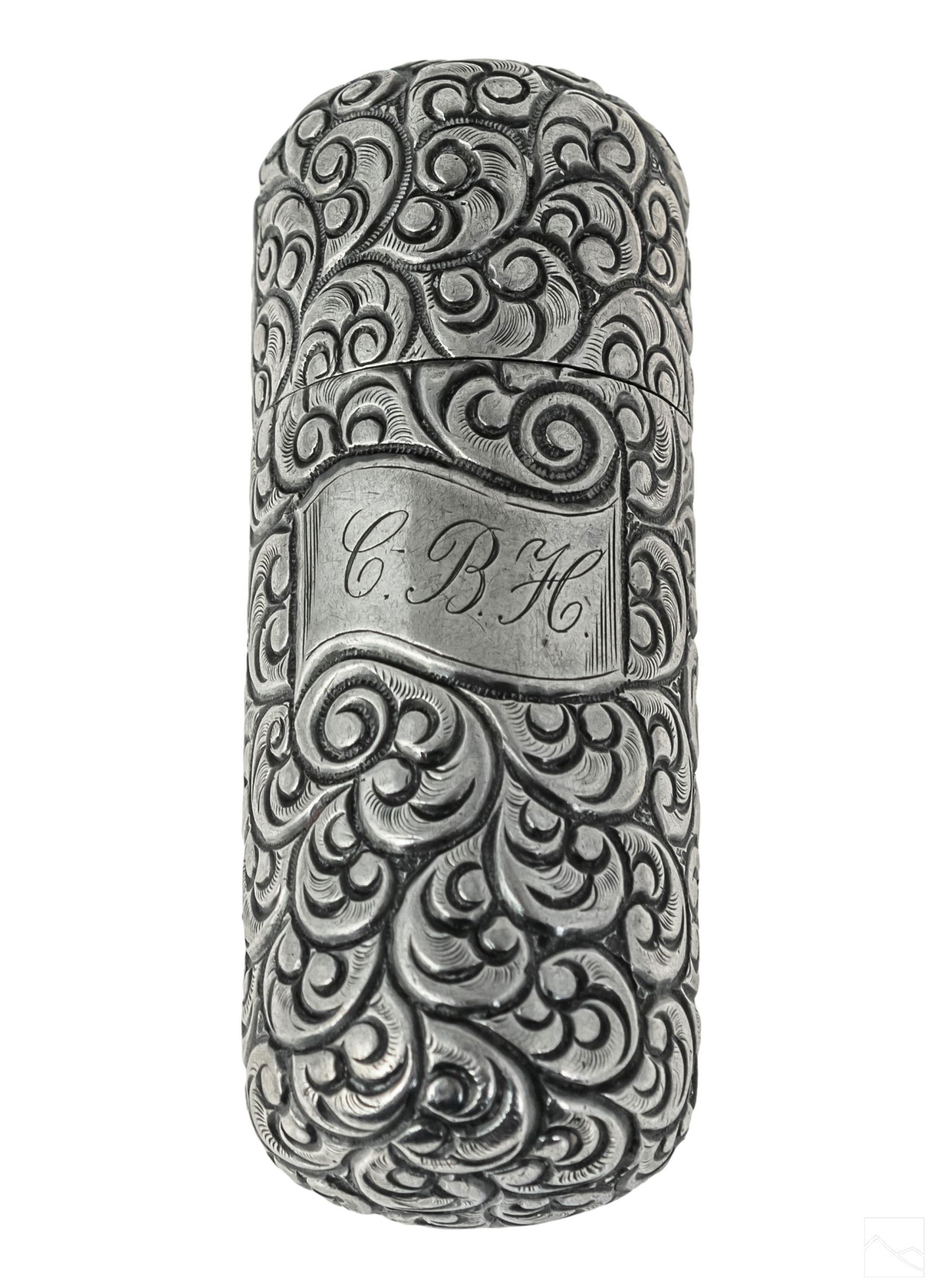 19C Fine Sterling Silver Repousse Vesta Match Safe (1 of 6)