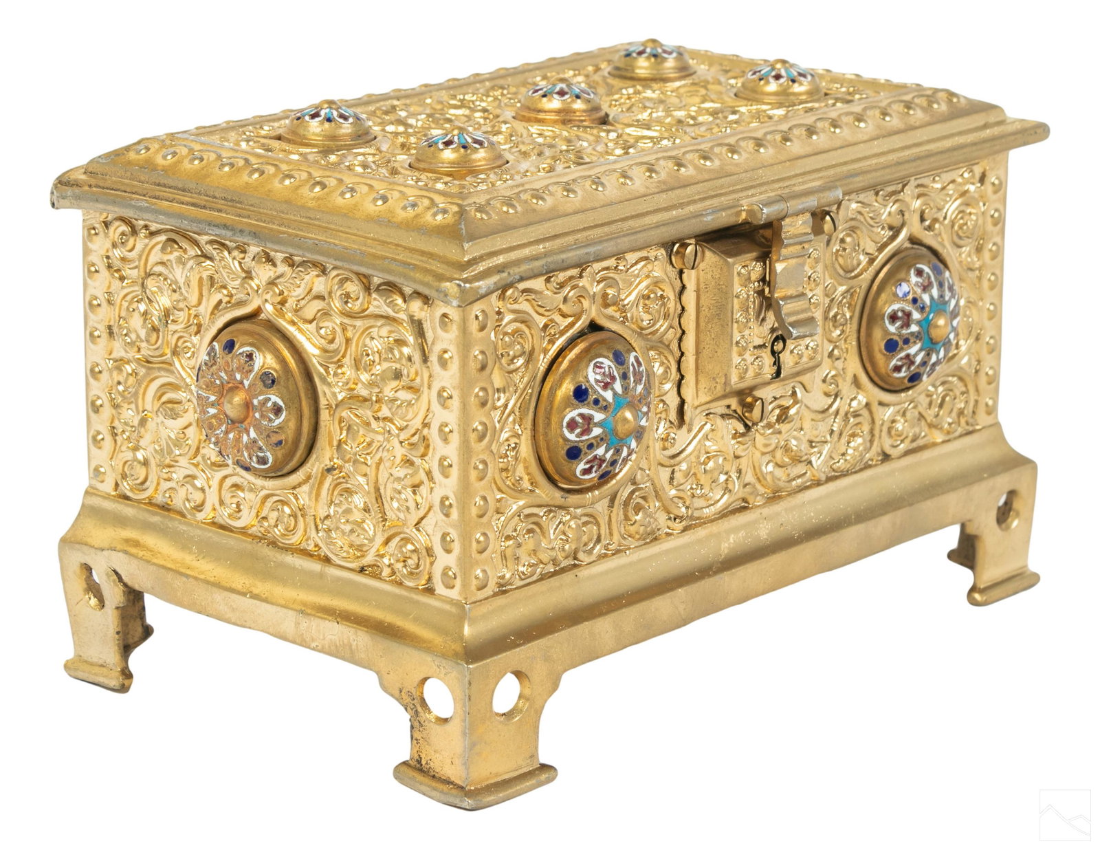 Gilt Bronze Champleve Enamel Jewelry Casket Box (1 of 7)