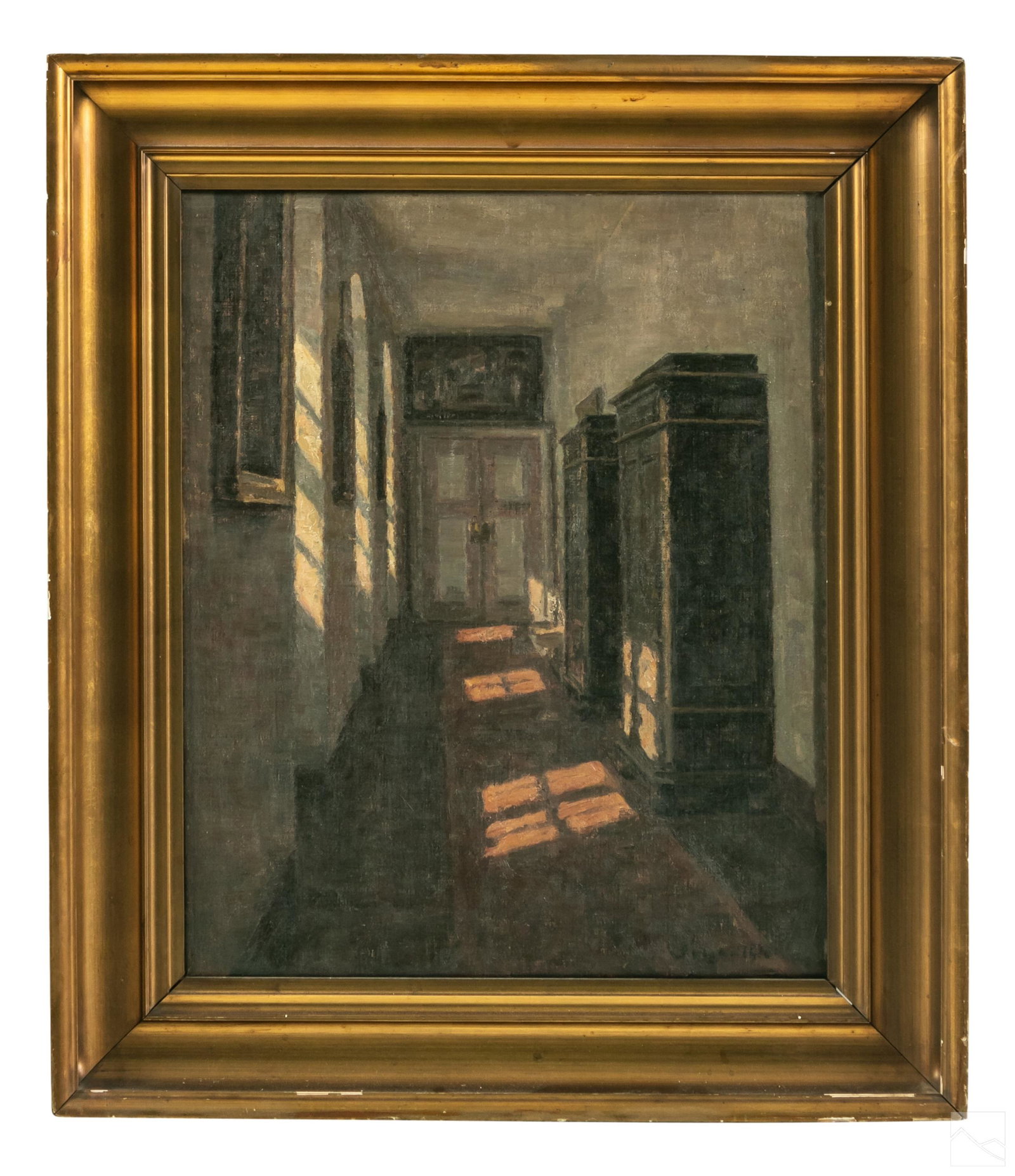 19C. Antique Interior Portrait Zimmerbild Painting (1 of 5)