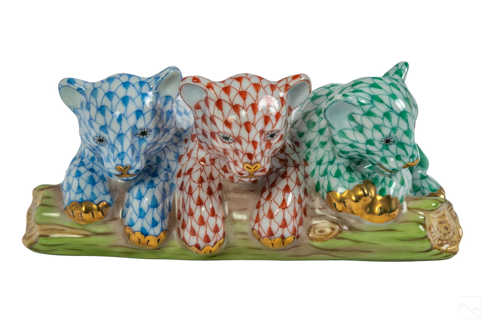 Herend Porcelain Fishnet Tiger Cubs Group Figurine (1 of 6)