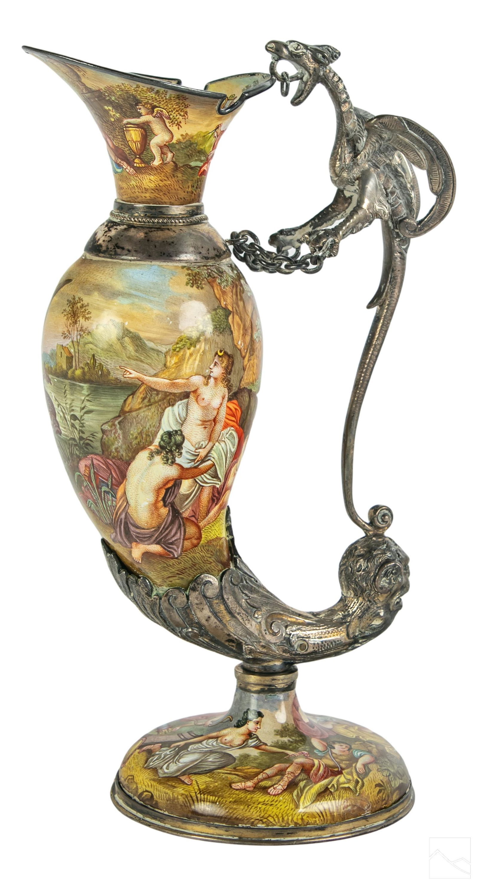 Viennese (19C.) Enameled Silver Figural Cornucopia (1 of 10)
