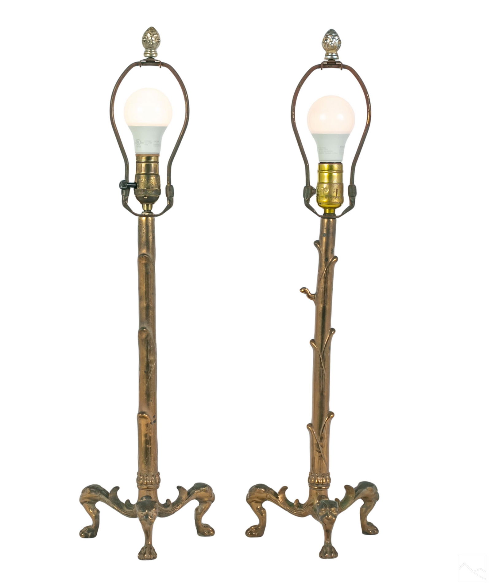 Brass Antique Figural Branch Column Table Lamps (1 of 7)
