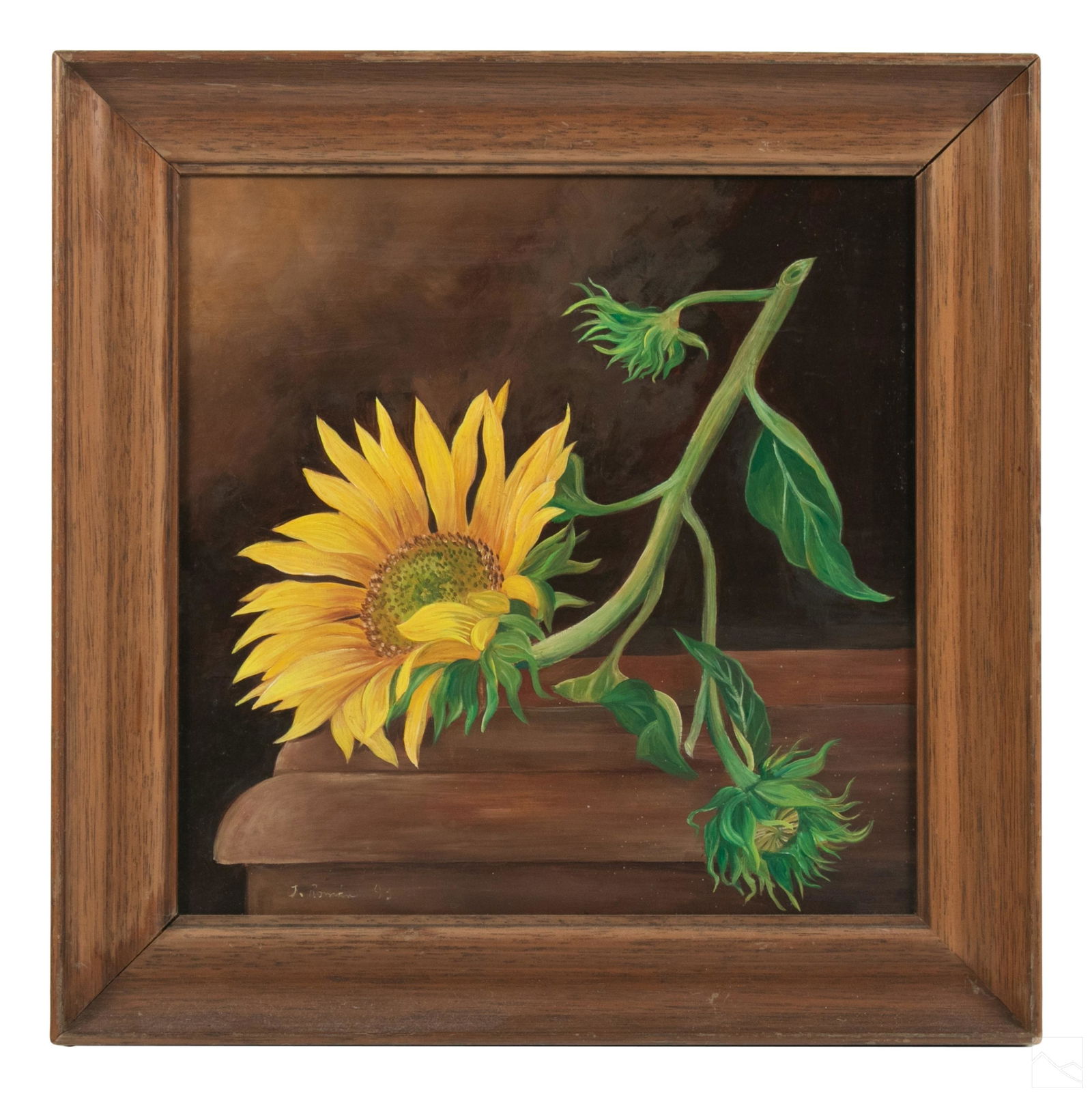 J. Roman 20C. SIGNED Sunflower Still Life Painting (1 of 4)