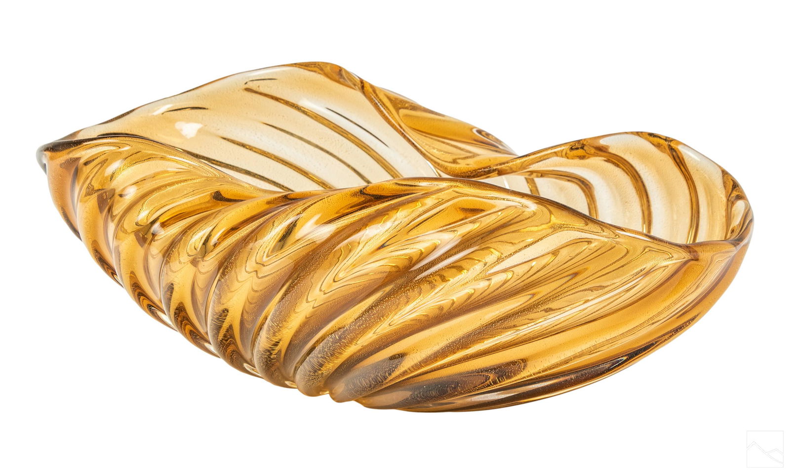 Murano Scalloped Art Glass Amber Centerpiece Bowl (1 of 5)