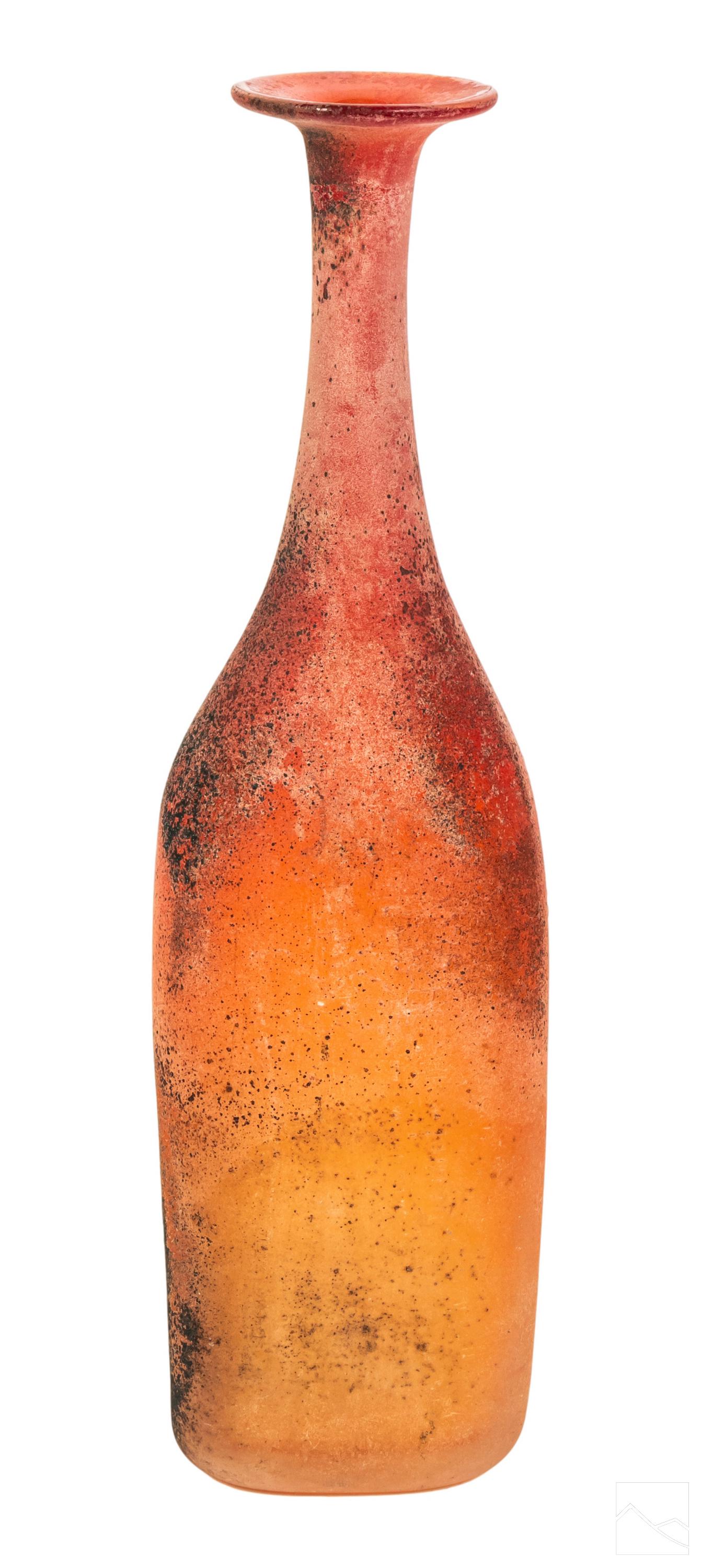 Murano Venetian Glass Amber Cenedese Scavo Bottle (1 of 7)