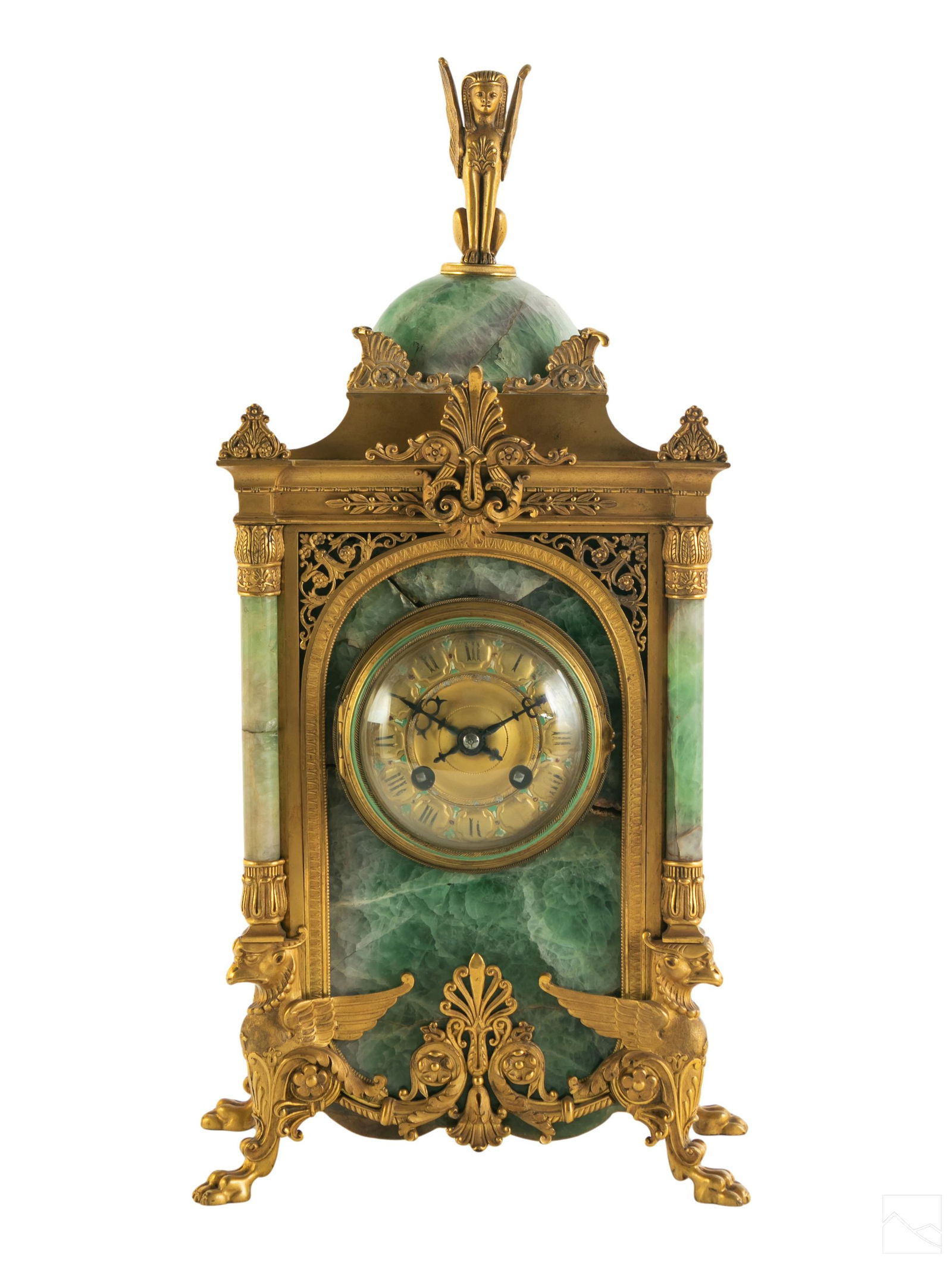 French Art Deco Bronze and Fluorite Mantel Clock (1 of 7)