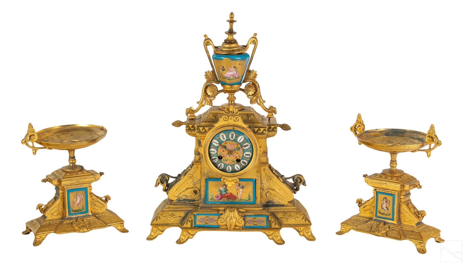 P. H. Mourey French Bronze Clock and Garniture SET (1 of 15)