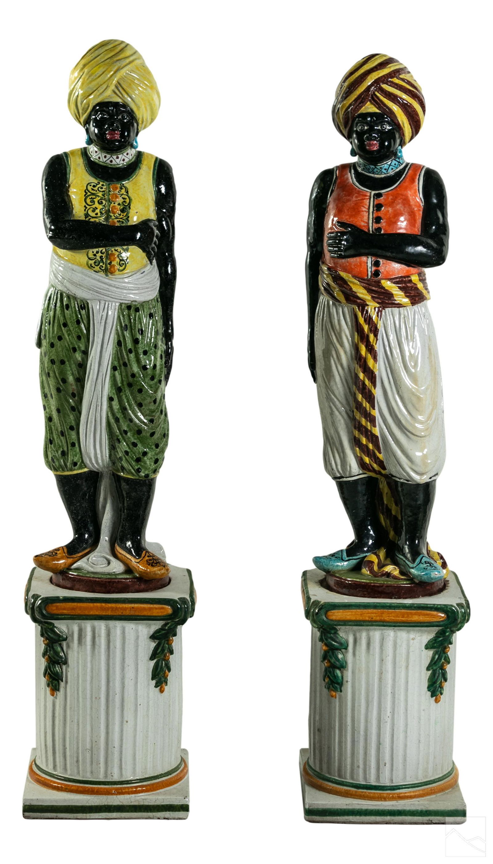 Italian 19C Antique Majolica Blackamoor Sculptures (1 of 9)