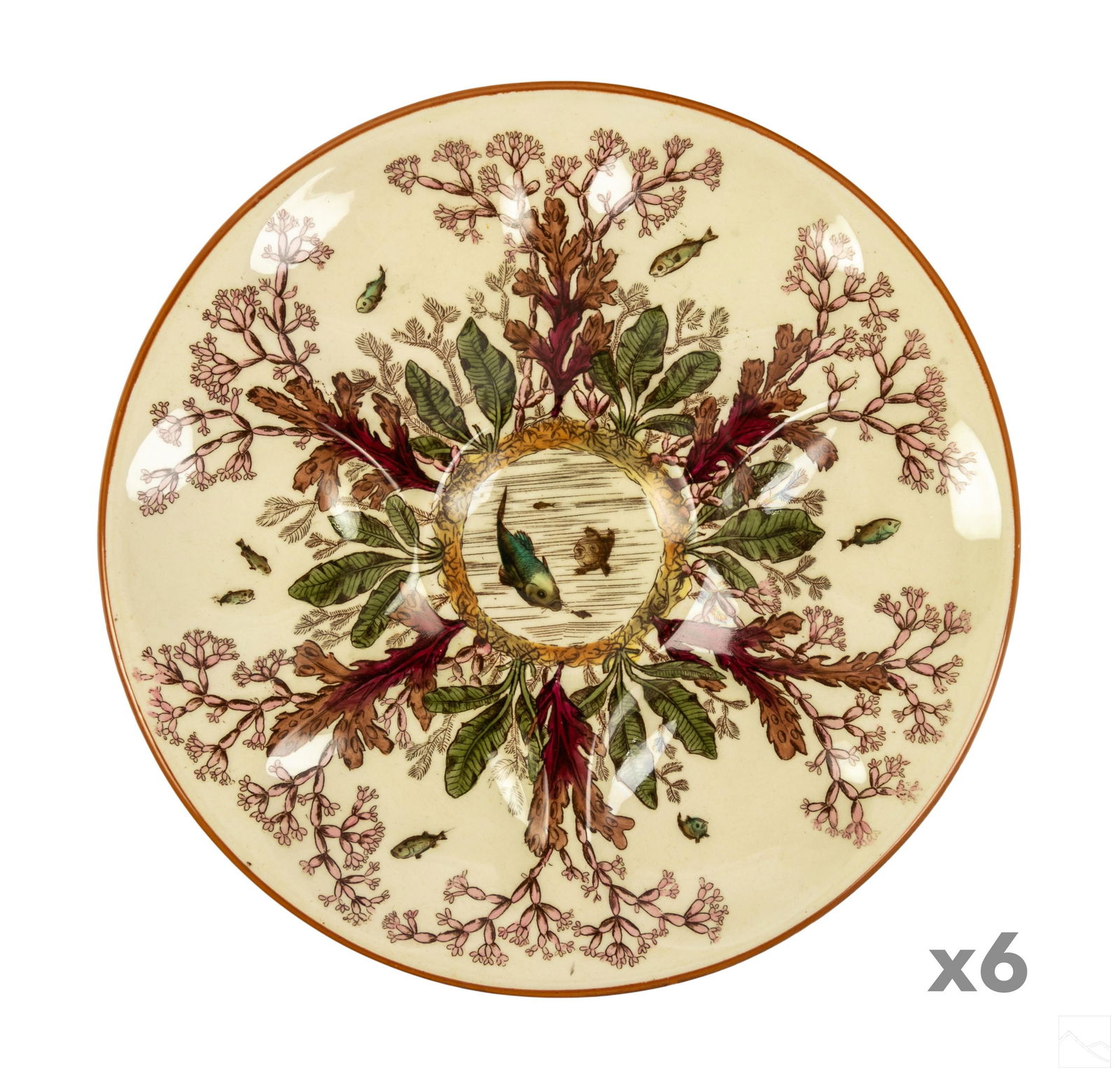 George Jones Crescent Porcelain Oyster Plates SET (1 of 6)