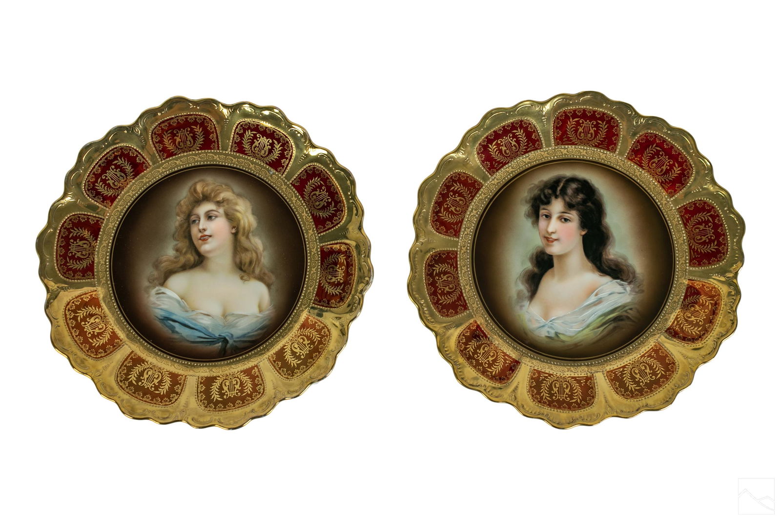 Royal Vienna Antique Porcelain Cabinet Plates PAIR (1 of 8)