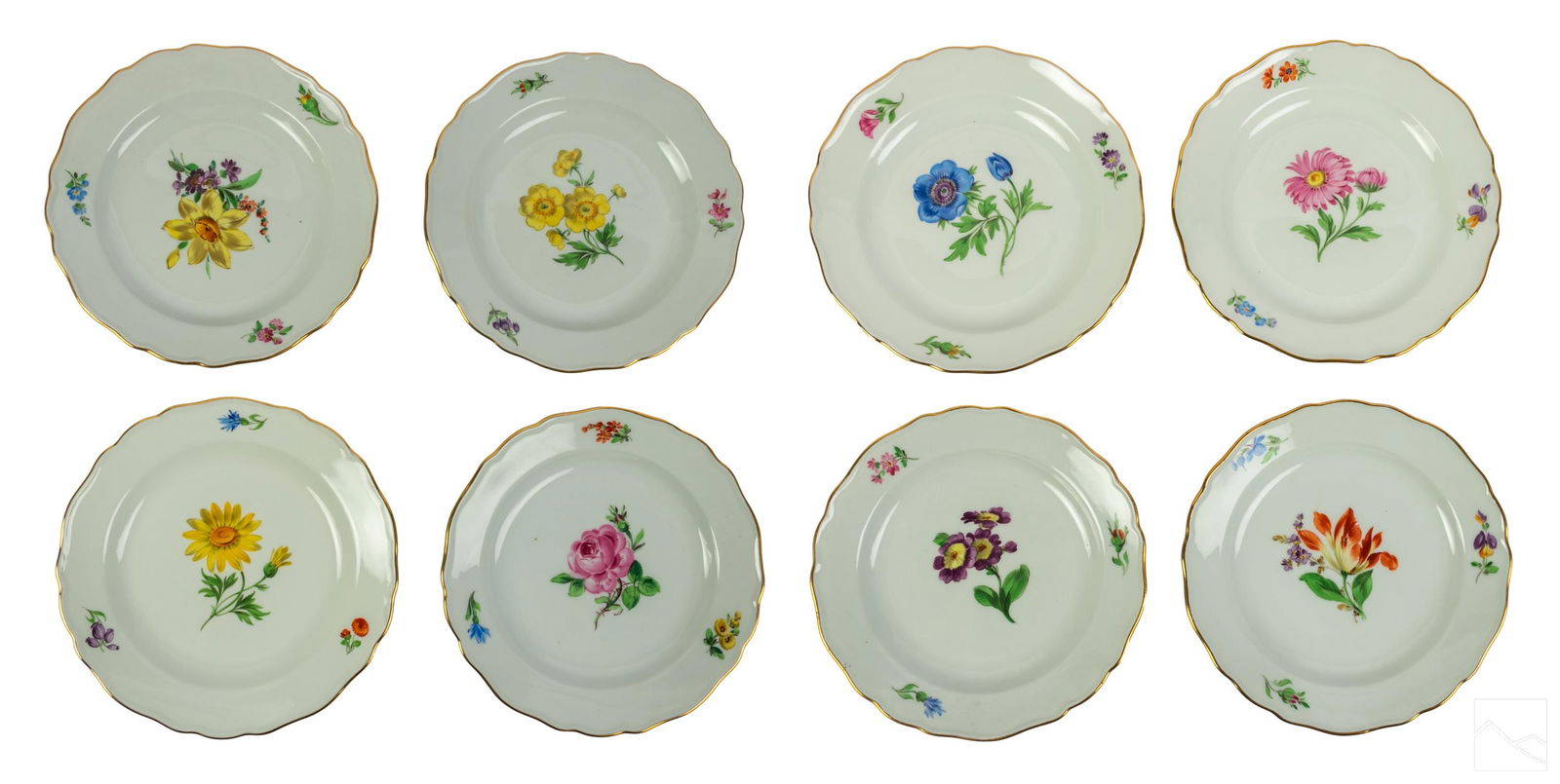 Meissen German Porcelain Floral Dinner Plates SET (1 of 6)