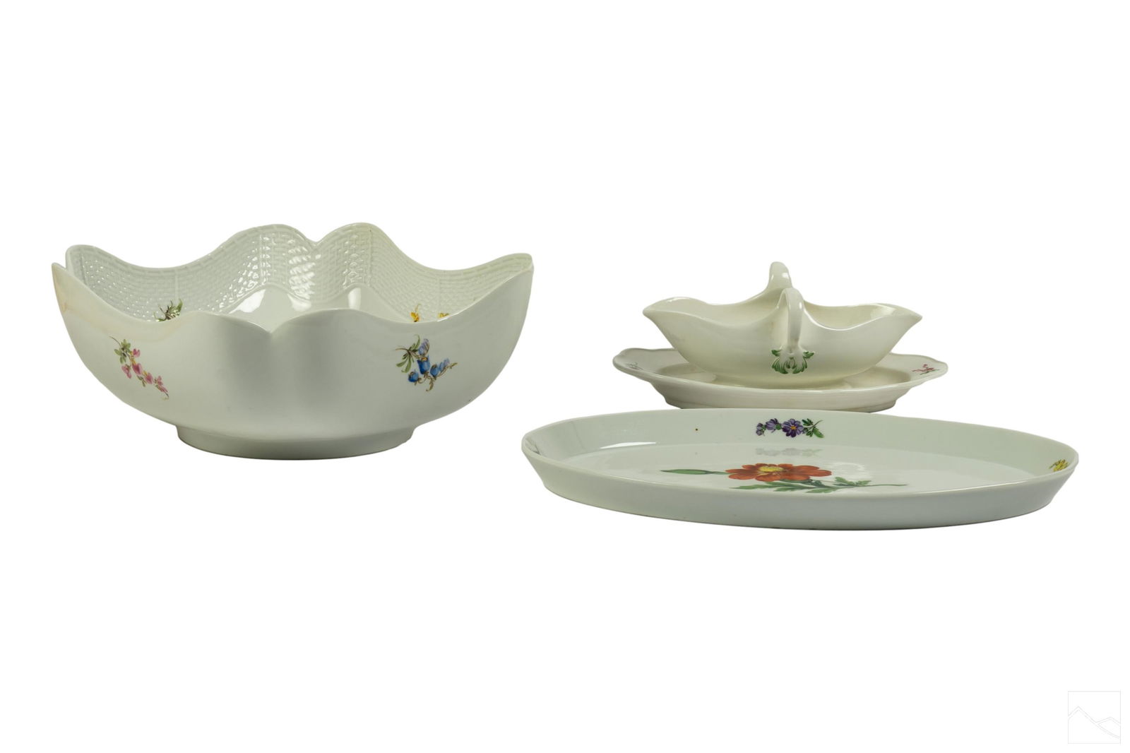 Meissen German Porcelain Gravy Boat Platter & Bowl (1 of 6)