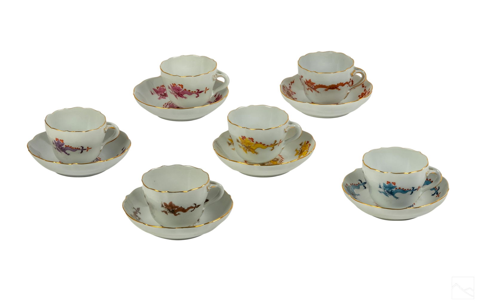 Meissen Porcelain Dragon Demitasse Cup Saucer SET (1 of 7)