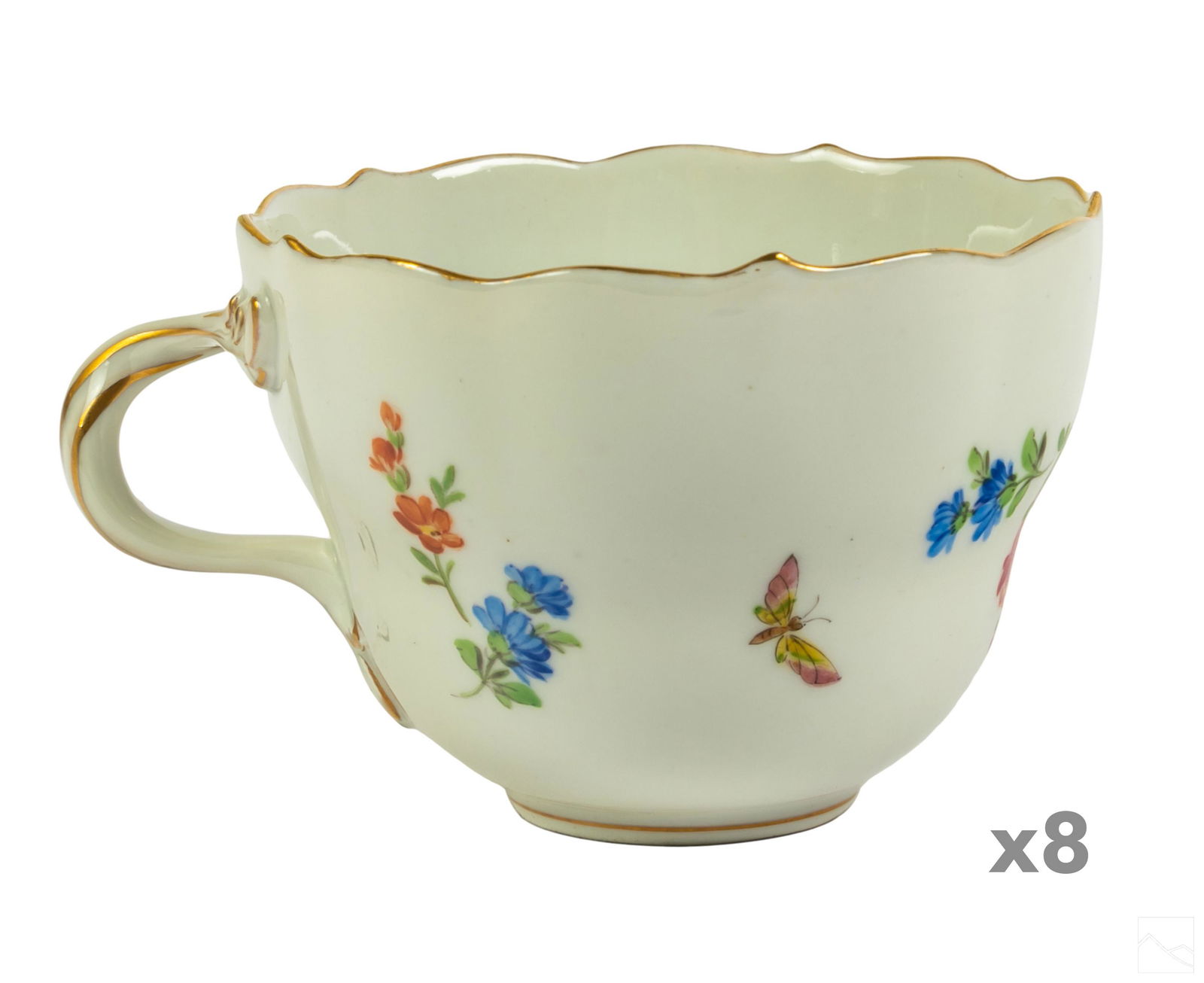 Meissen German Porcelain Flora & Insect Teacup SET (1 of 6)