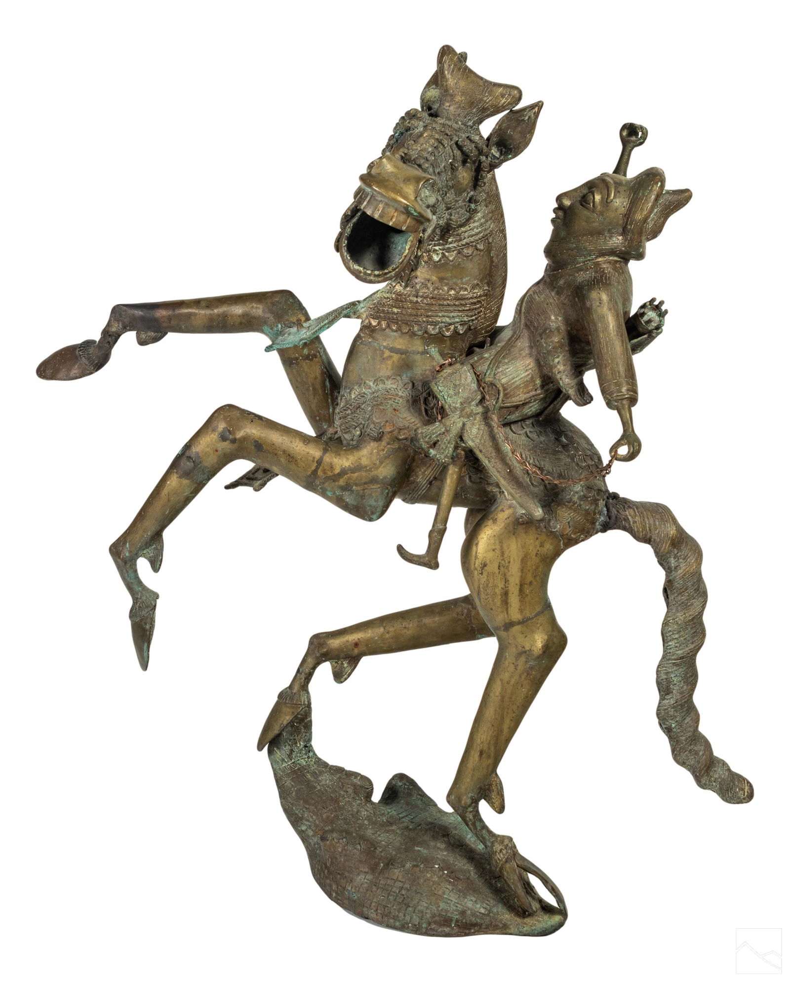 African Benin Bronze Warrior Horse Art Sculpture (1 of 6)