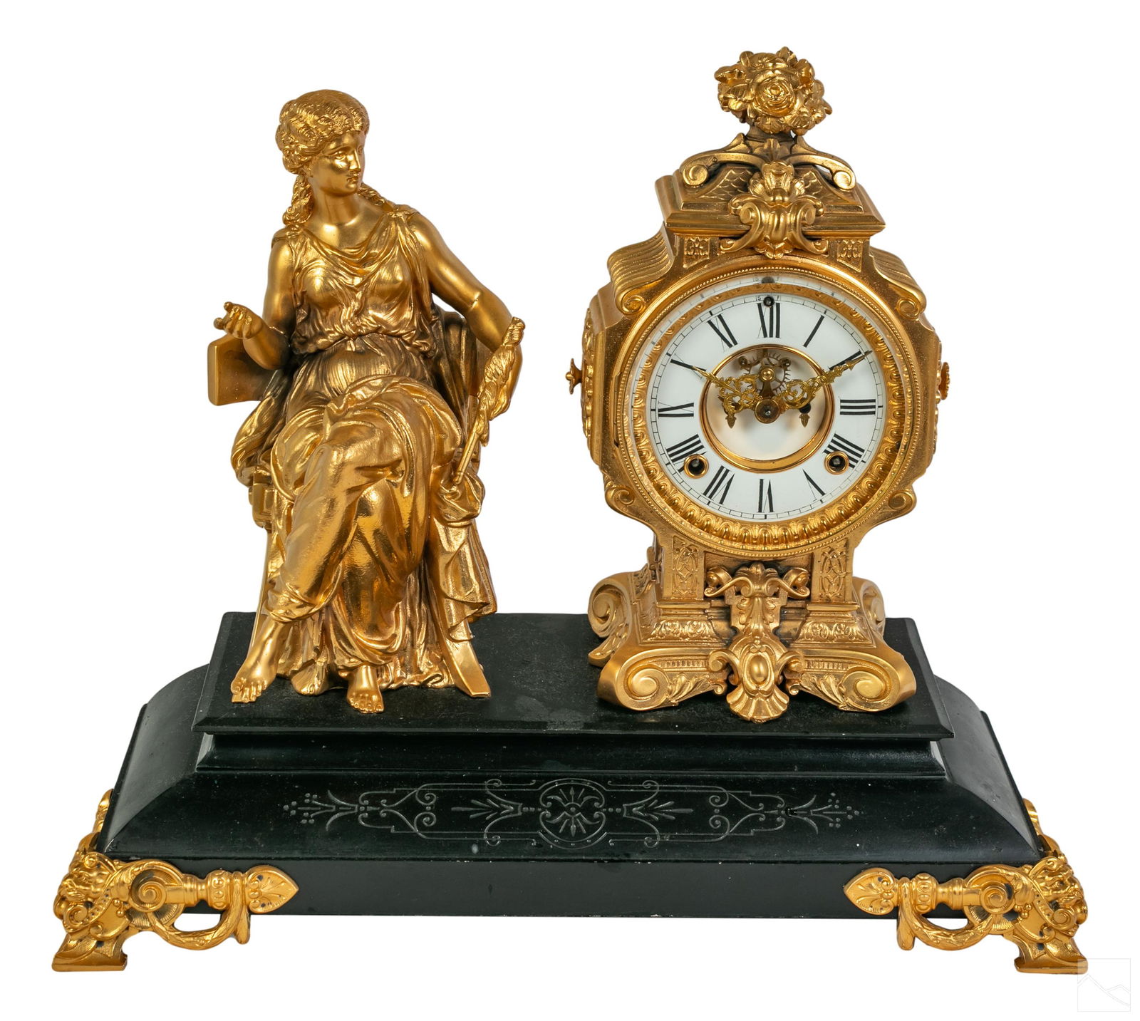 Ansonia Art Nouveau Antique Figural Mantel Clock (1 of 8)