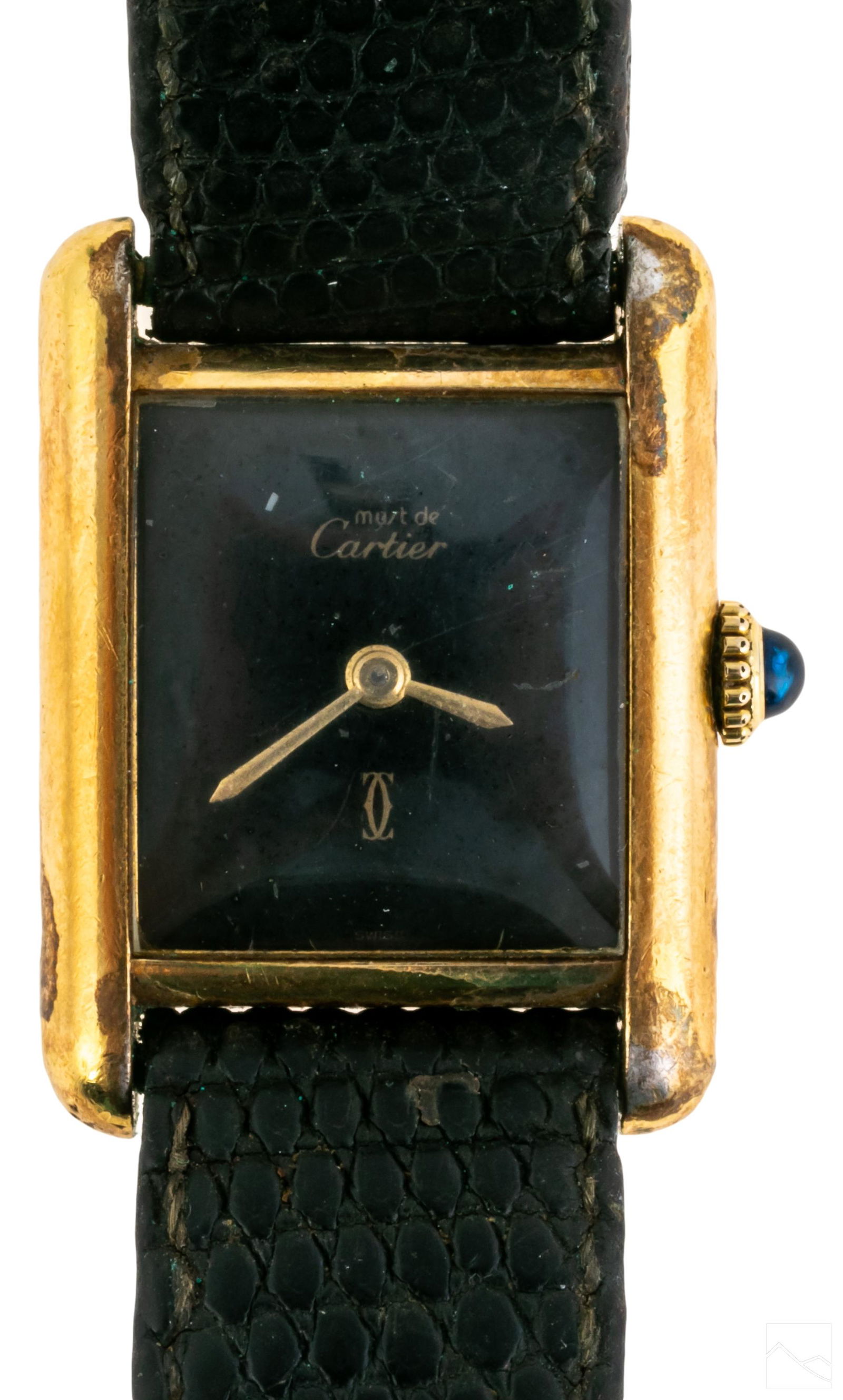 Must de Cartier 925 Gold Plated Tank Wrist Watch (1 of 6)
