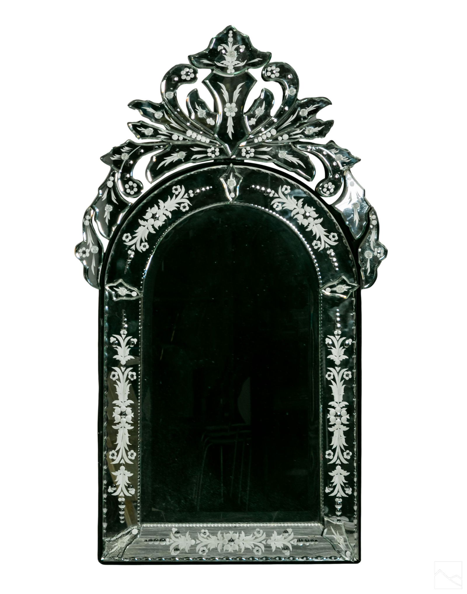 Ornate Italian Venetian Etched Glass Hall Mirror (1 of 5)