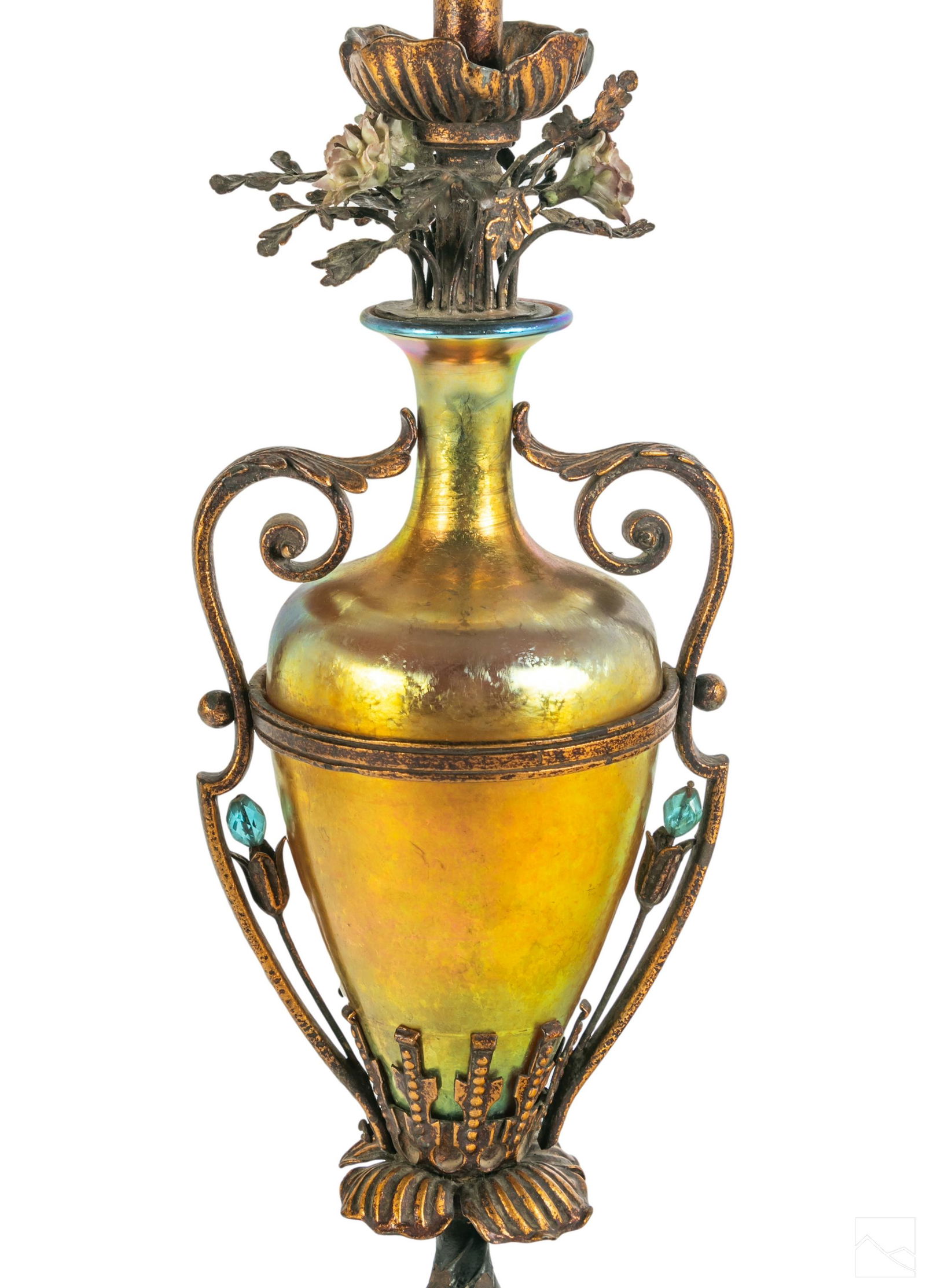 Durand Gold Aurene Iridescent Art Glass Vase Lamp (1 of 7)