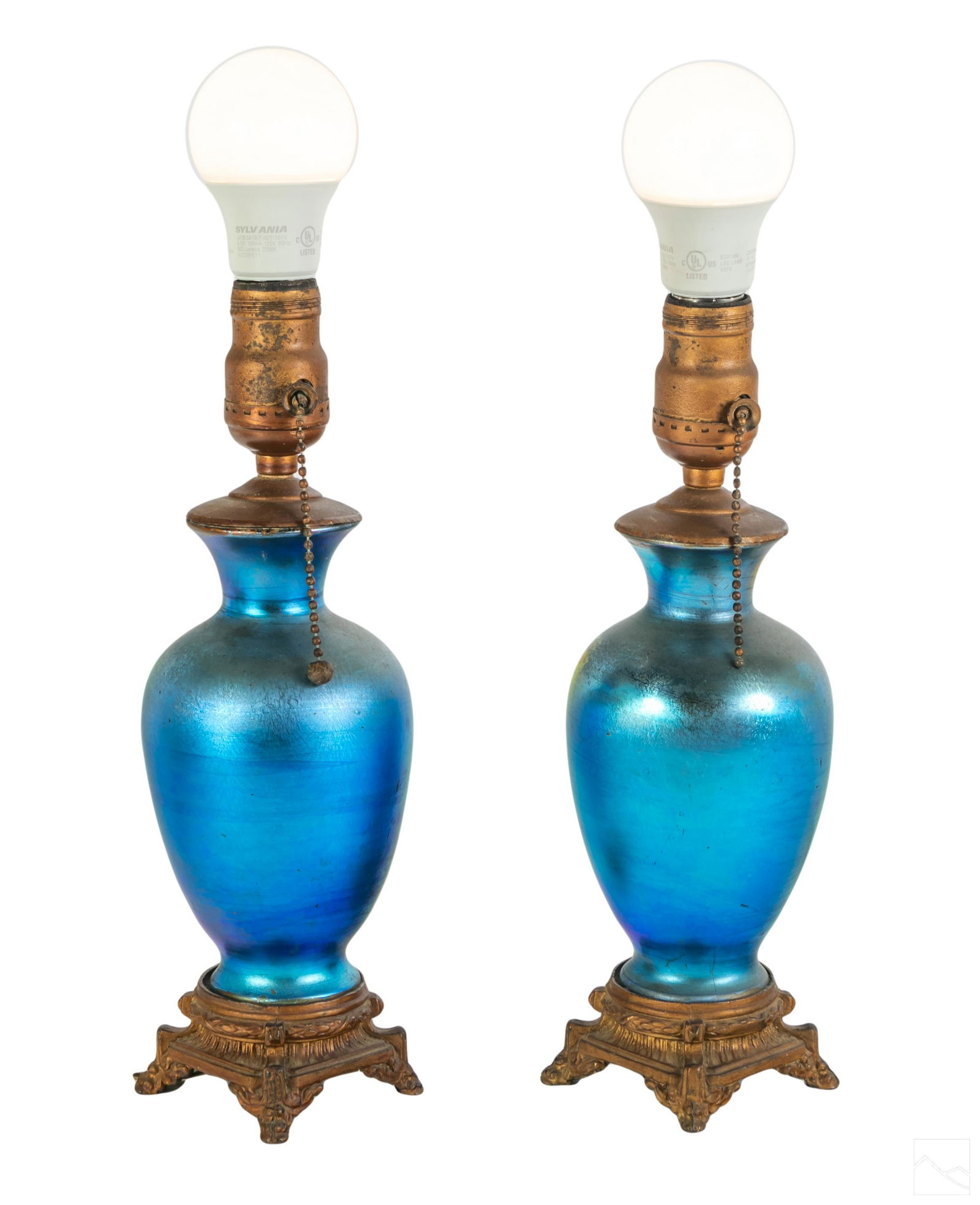 Iridescent Art Glass Boudoir Lamps Durand Pair (1 of 6)