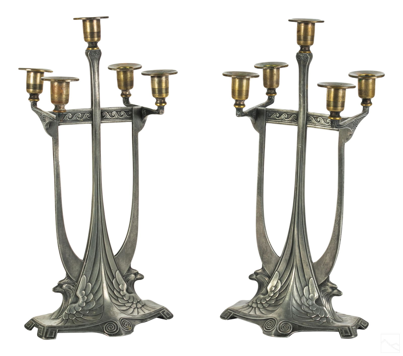 Art Nouveau Metal Figural Gryphon Candelabras PAIR (1 of 6)