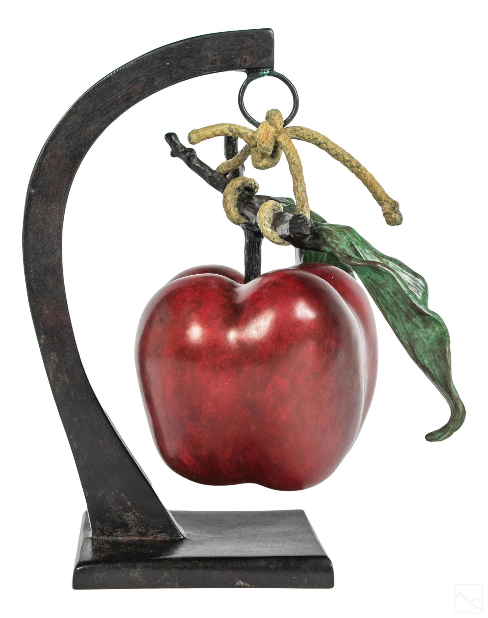 Clara Duque 20C. Modern Bronze Red Apple Sculpture (1 of 5)