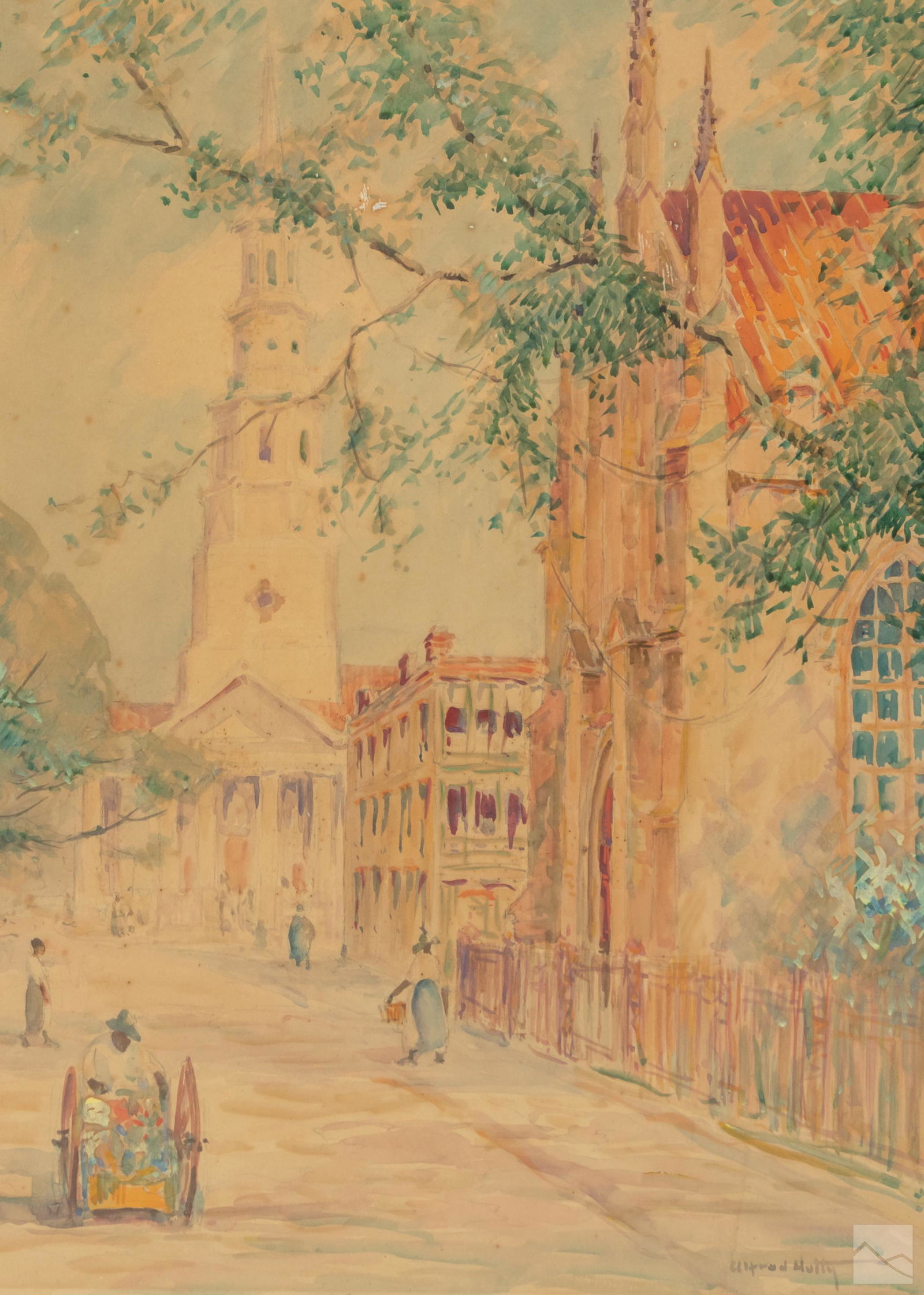 Alfred Hutty 1877-1954 Charleston Church Painting (1 of 4)