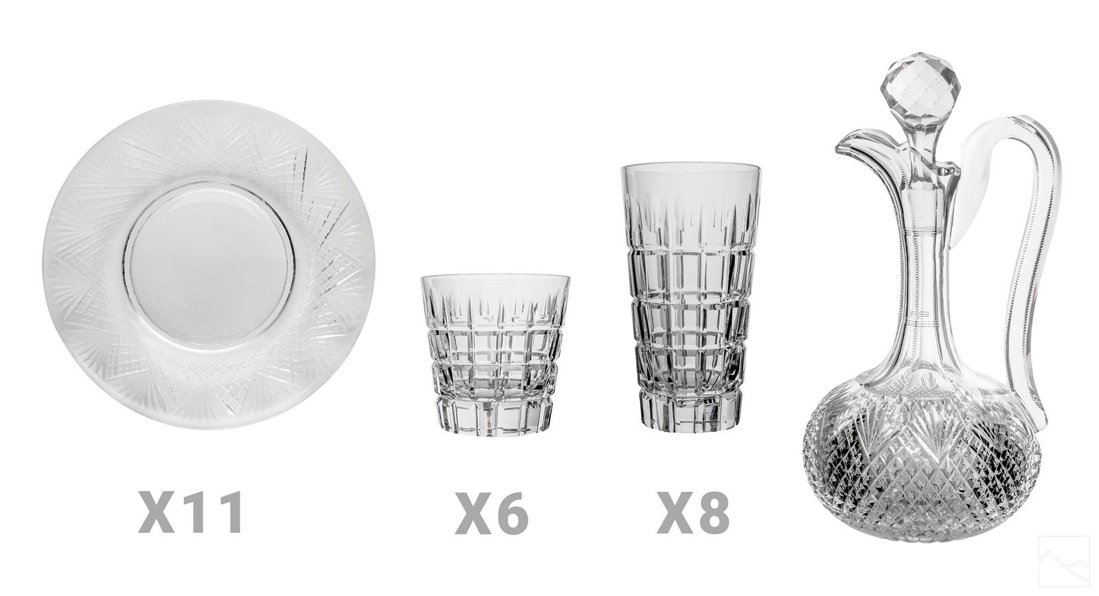 Hawkes Crystal Vernay Glassware and Decanter 26pc (1 of 7)