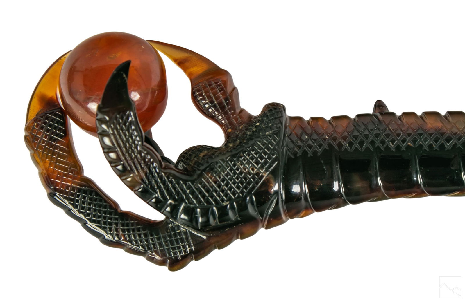 Chinese Carved Amber Dragon Claw & Ball Sculpture (1 of 7)