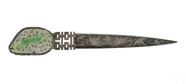 Chinese Carved Jade and Silver Letter Opener 58g. (1 of 5)