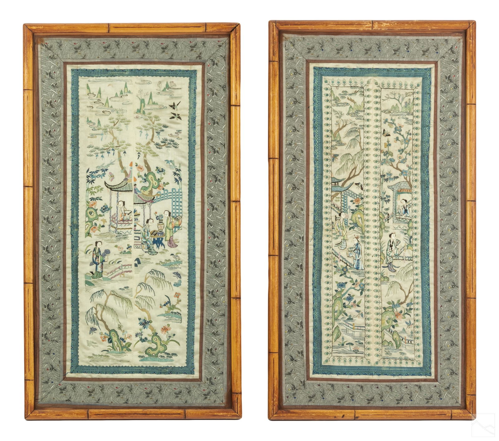 Chinese Antique Figural Embroidered Silk Panels