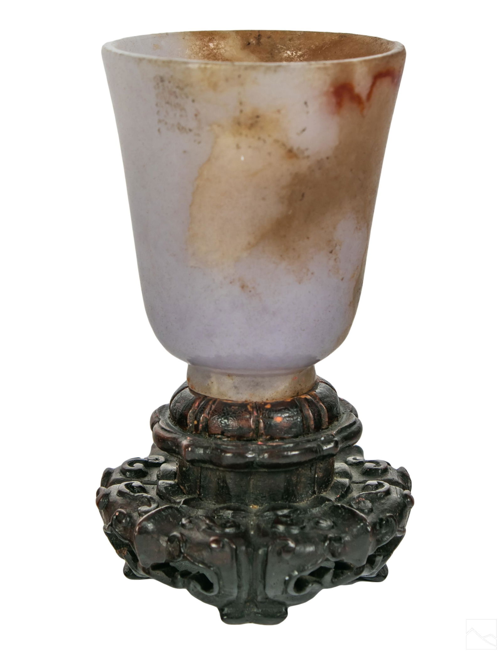 Chinese Carved Violet and Gray Jade Cup Vessel 62g (1 of 8)