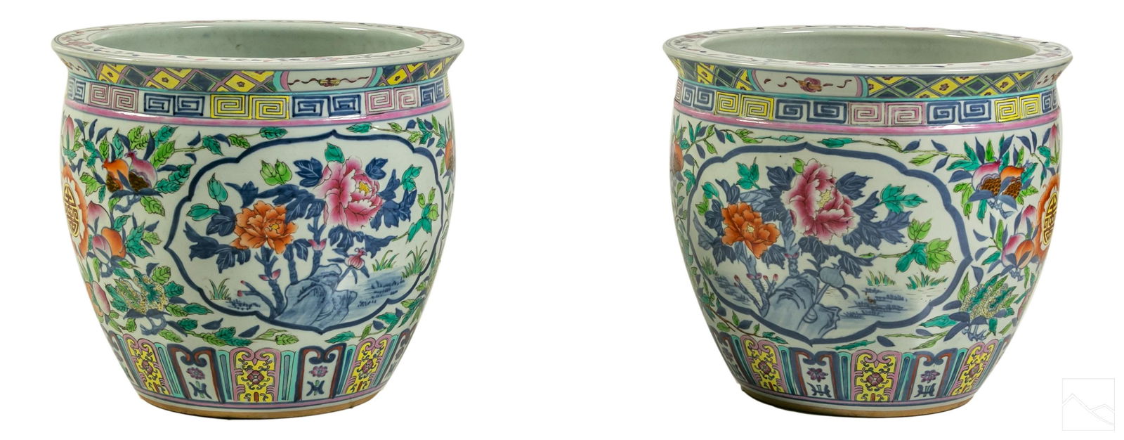 Chinese Porcelain Famille Rose Cache Pot Planters (1 of 6)