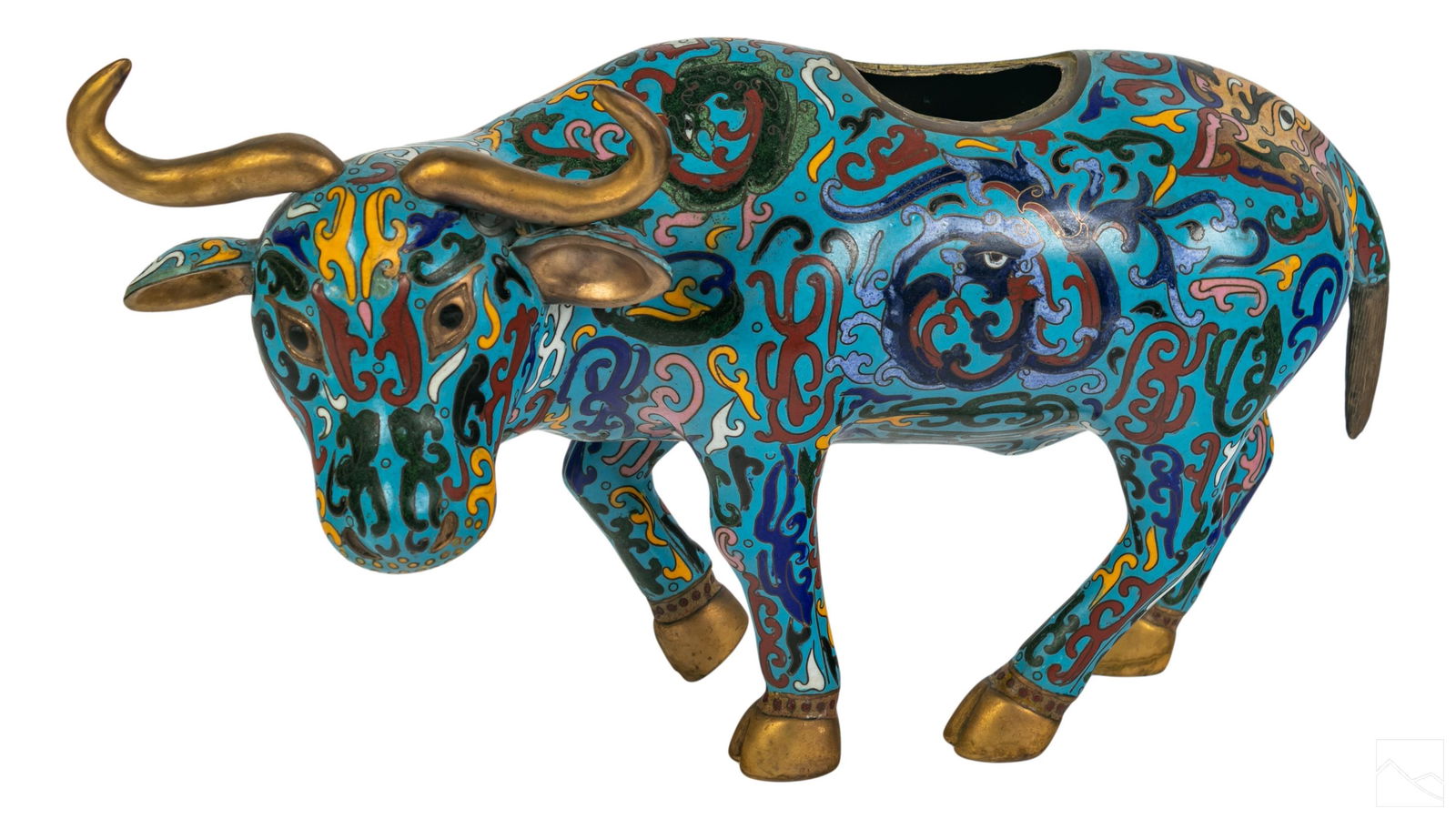 Chinese Cloisonne Ox Bull Vase Planter Sculpture (1 of 5)