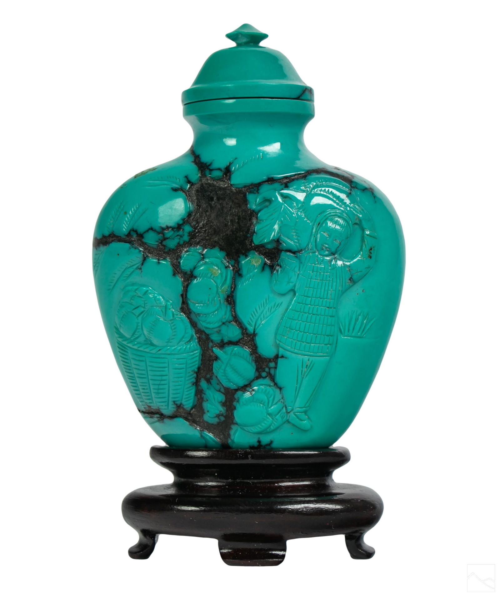 Chinese Carved Turquoise Stone Snuff Bottle 70g. (1 of 4)