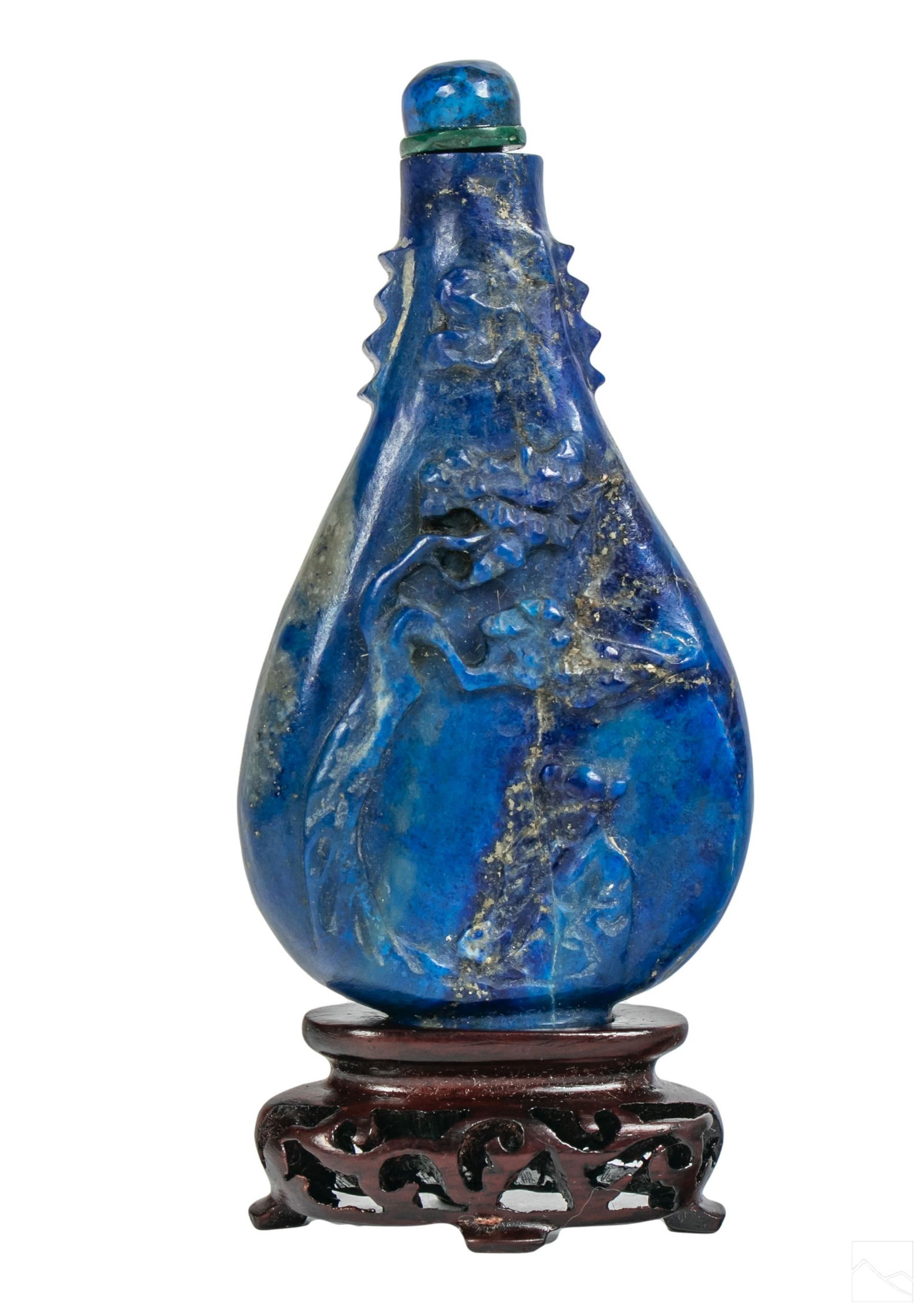 Chinese Carved Lapis Lazuli Immortal Snuff Bottle (1 of 3)