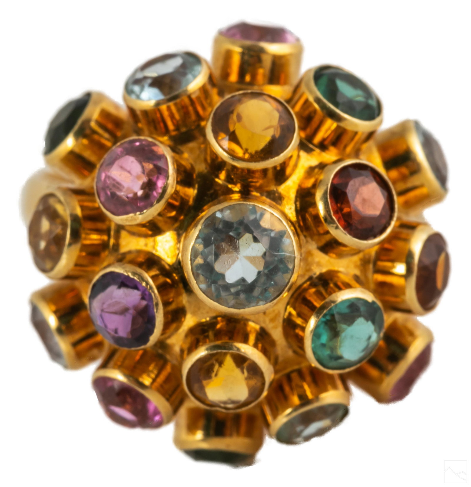 18K Gold H STERN Style Sputnik Gemstone Ring Sz 6 (1 of 5)