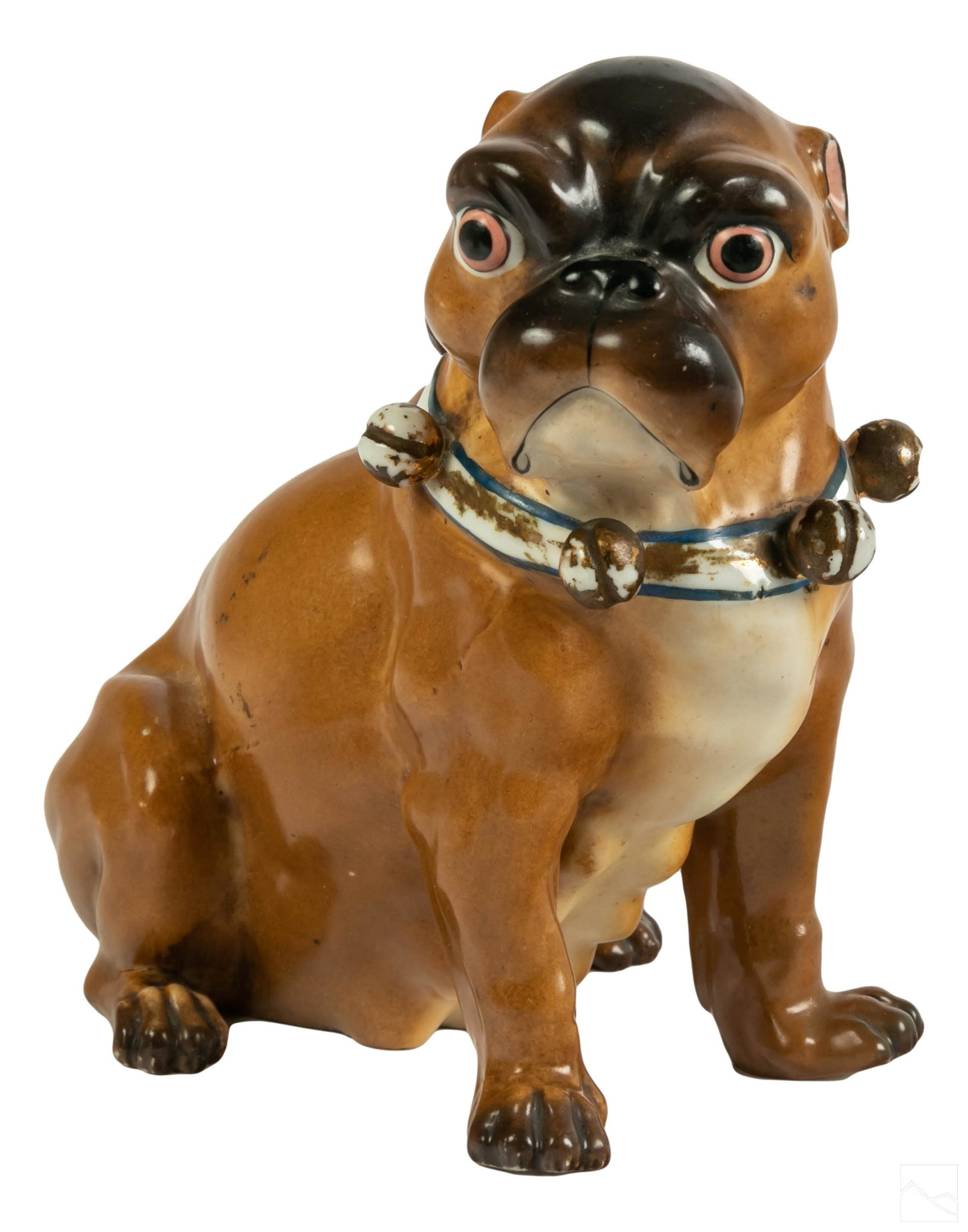 Porcelain Antique Sitting Pug or Bull Dog Figurine (1 of 8)