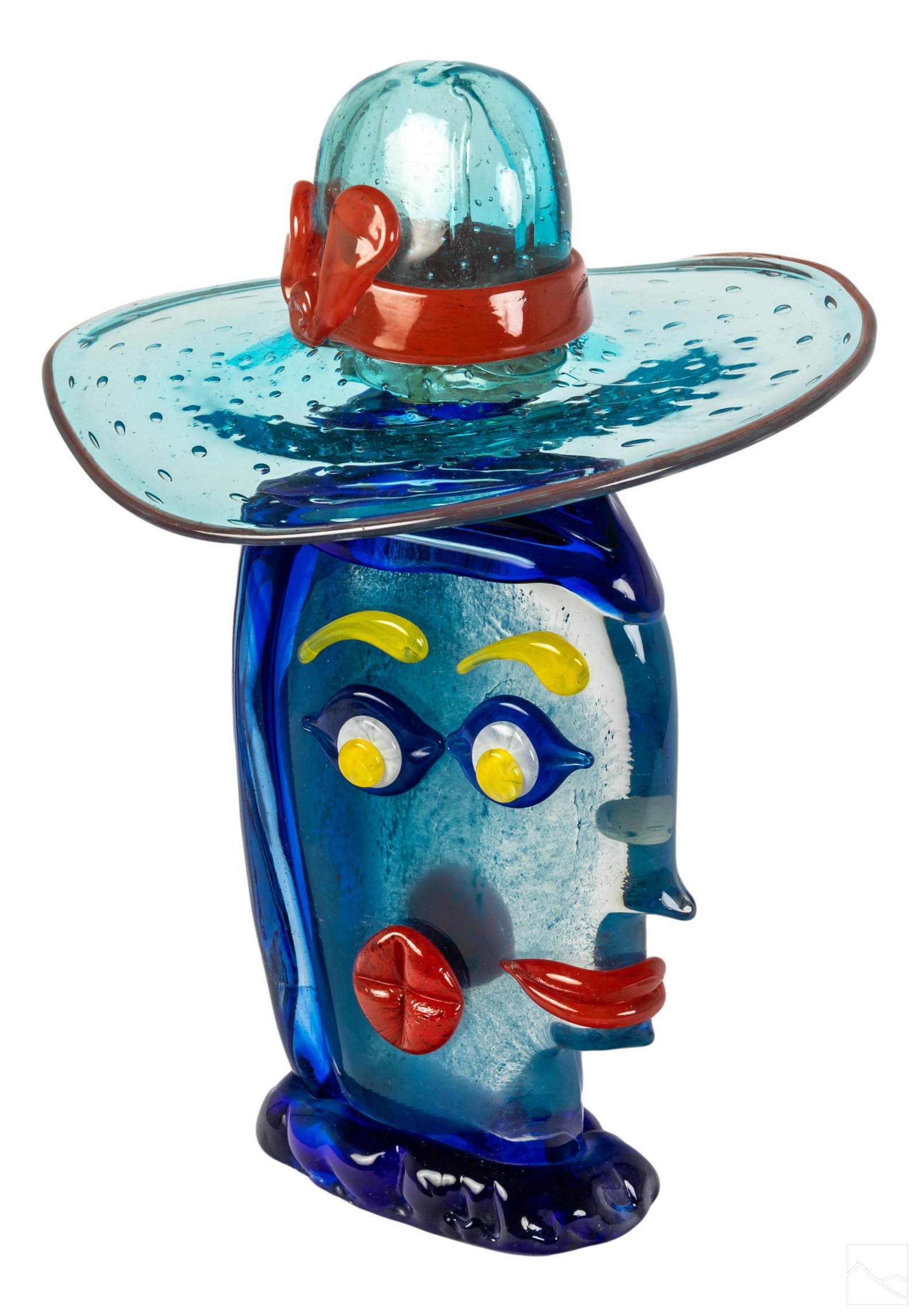 Murano Italian Picasso Hat Lady Art Glass Statue (1 of 8)