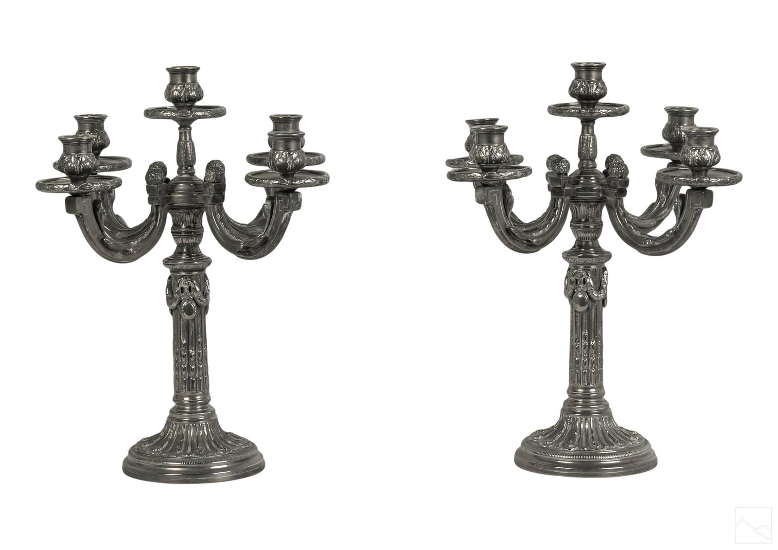 French Silvered Bronze Five Light Candelabras PAIR (1 of 7)