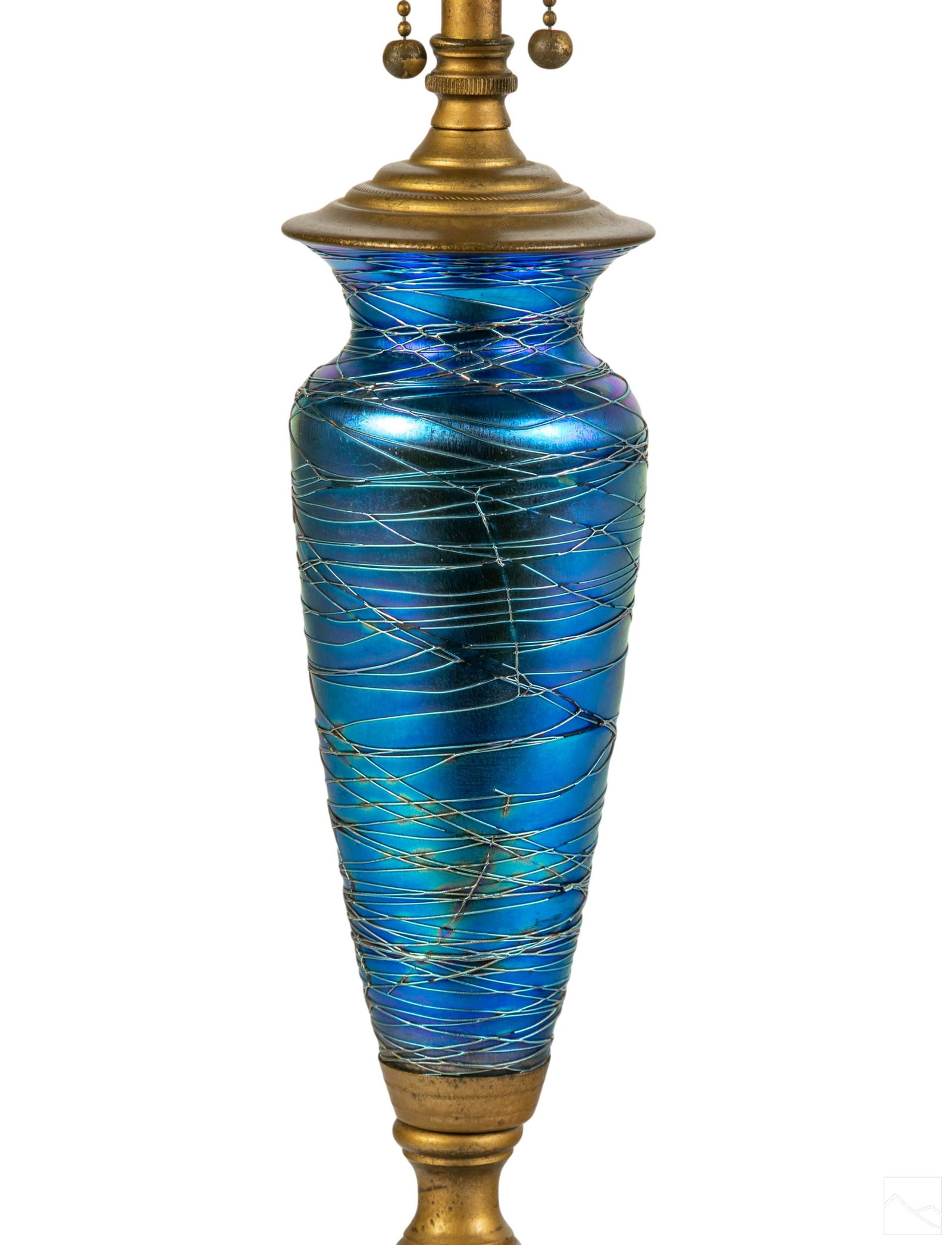 Durand Blue Iridescent Threaded Glass Table Lamp (1 of 8)