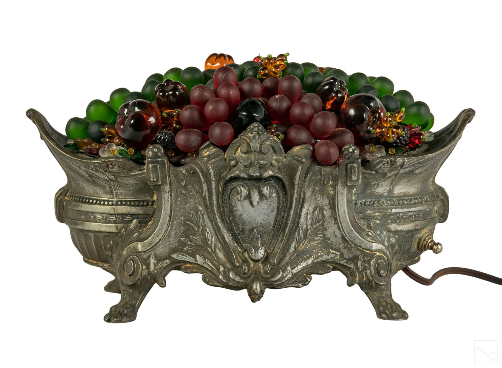 Czech Nouveau Glass Fruit Basket Lamp Centerpiece (1 of 9)