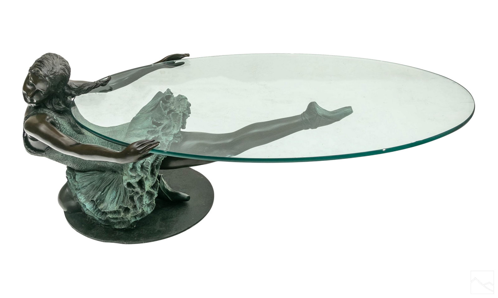 Bronze Figural Ballerina Girl Glass Coffee Table (1 of 7)