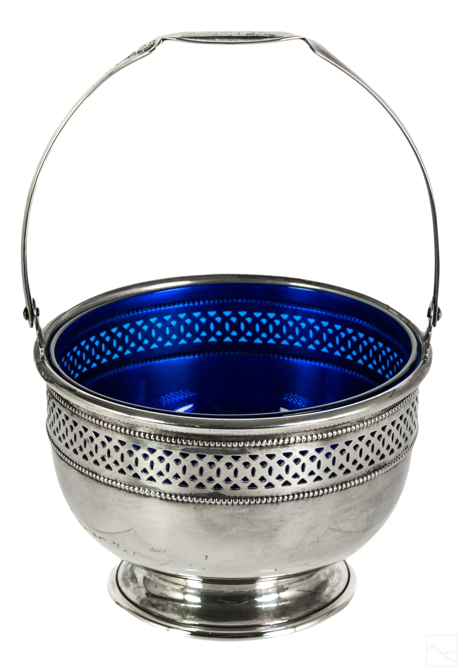Cartier Sterling Silver Cobalt Glass Insert Basket (1 of 7)