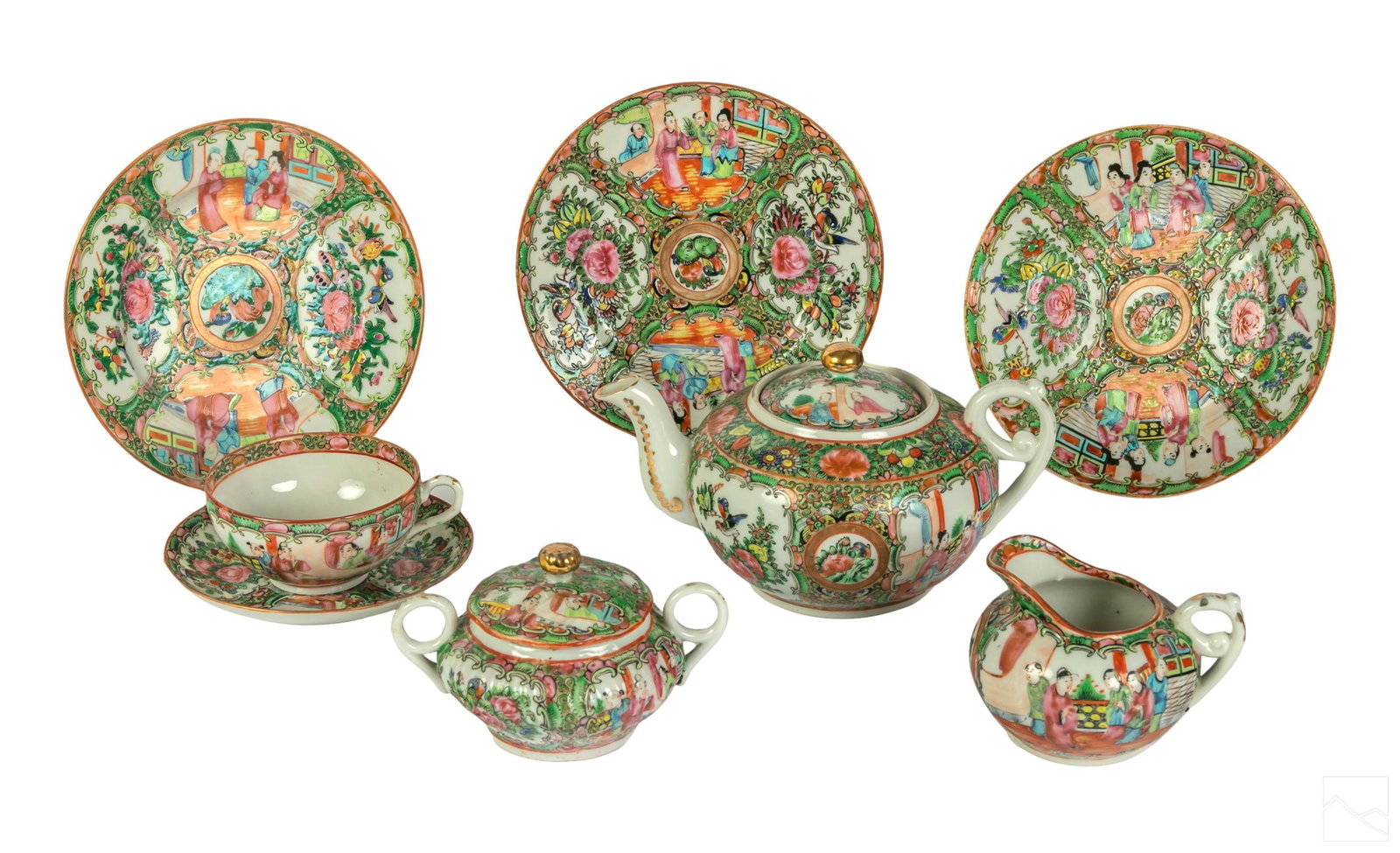 Chinese Rose Medallion Porcelain Tea Service 32pc. (1 of 15)