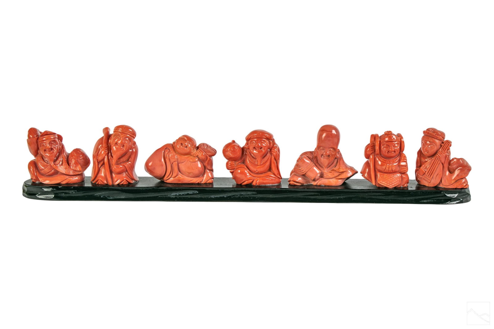 Chinese Salmon Branch Coral 7 Immortals Sculpture (1 of 6)